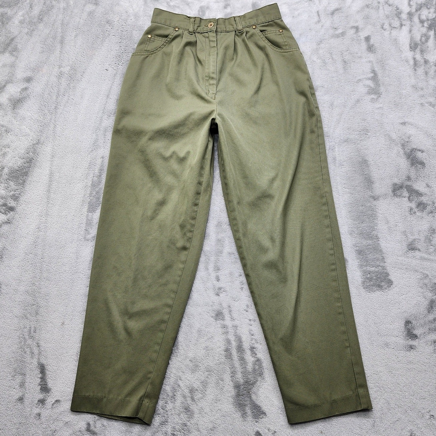 Vintage Cristina’s Pants Womens 9/10 Green Pleated High Waist Tapered Ankle Crop