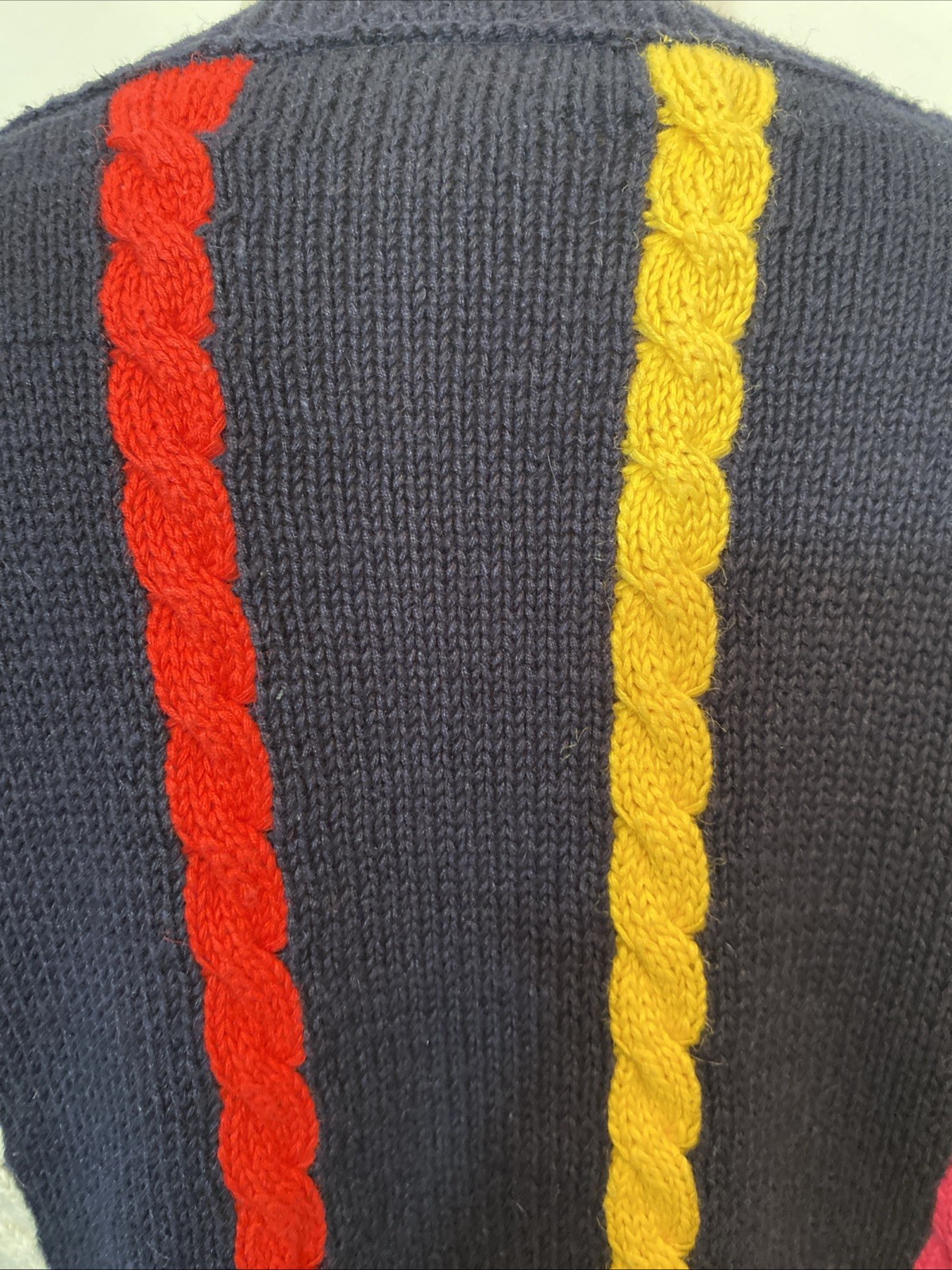 VTG Chaus Cotton/Ramie Rainbow Stripe Knit Sweater Top Large Made In Hong Kong