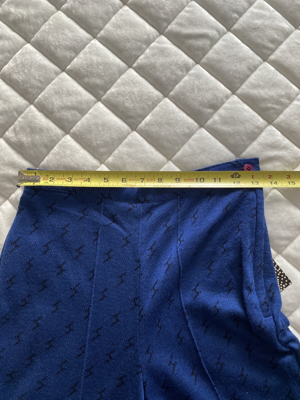 Vintage NWT 1980s Star City Blue Stirrup Pants Lightning Bolt Pattern Small