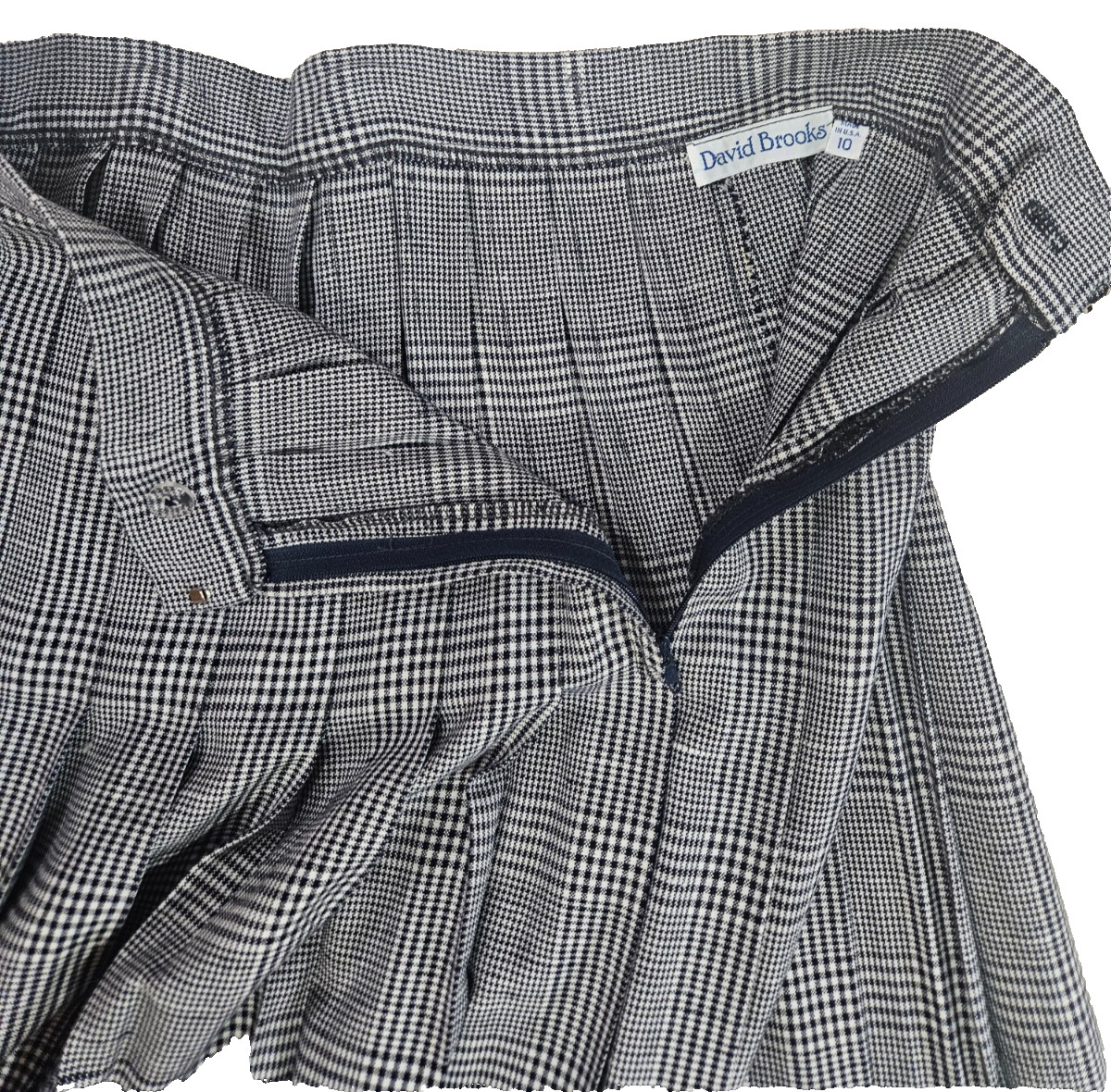 David Brooks Ltd VTG Pleated Skirt Black+White Professional Sz 10 Label