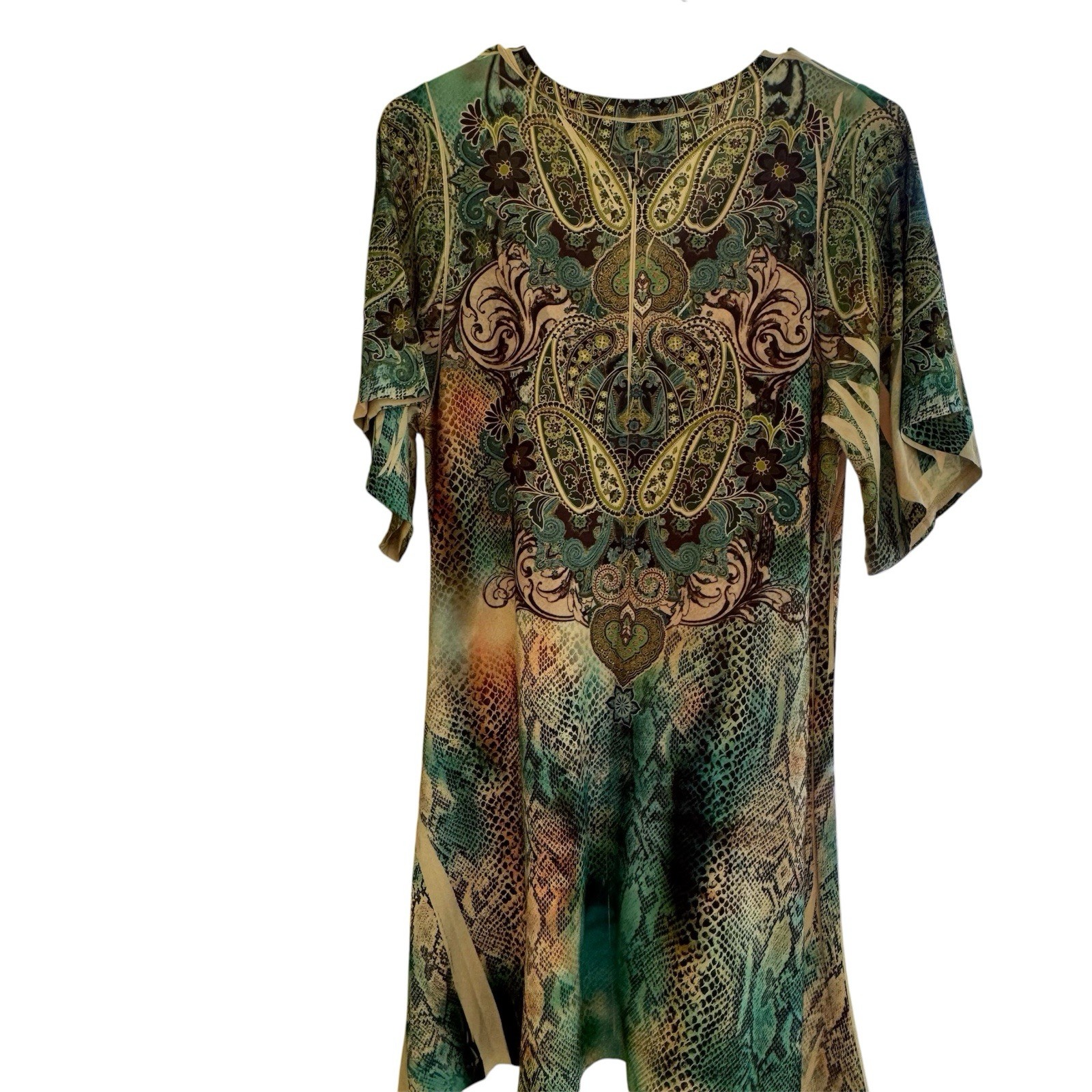 Cover Charge Top Womens Large Long Animal Print Rhinestone Y2K Vintage Grunge