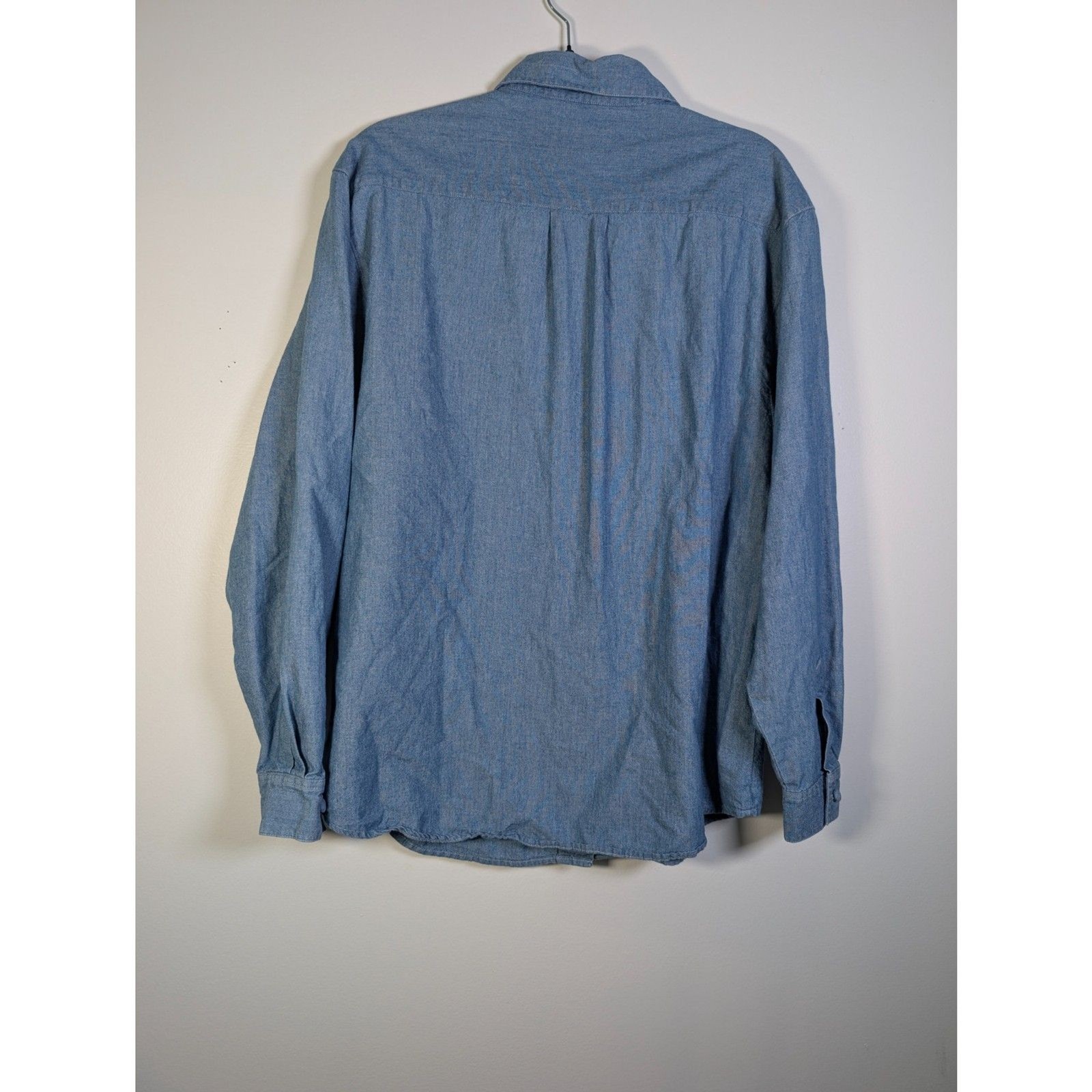 Vintage BellePointe Chambray Shirt Patriotic Star Buttons Americana Cottagecore