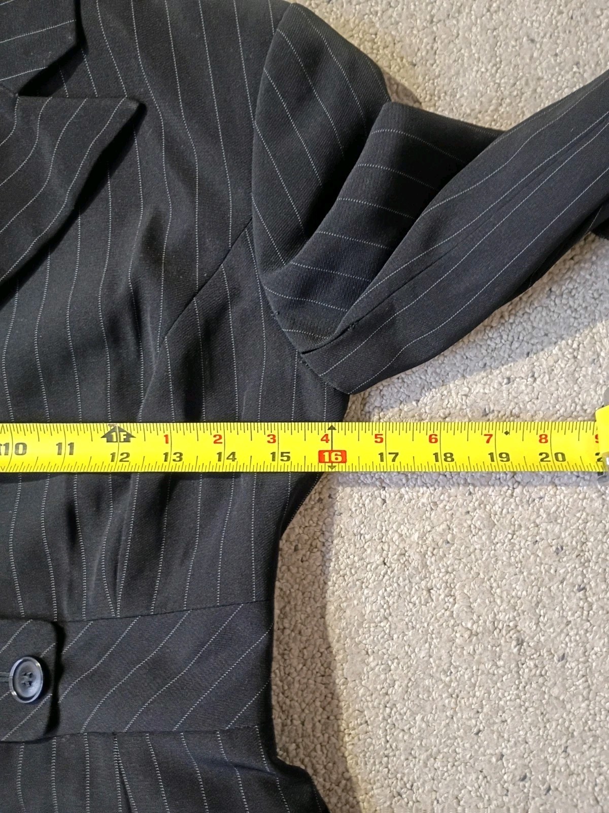 Moda International Pinstripe Blazer Jacket Black Size 4 Career Office Vintage