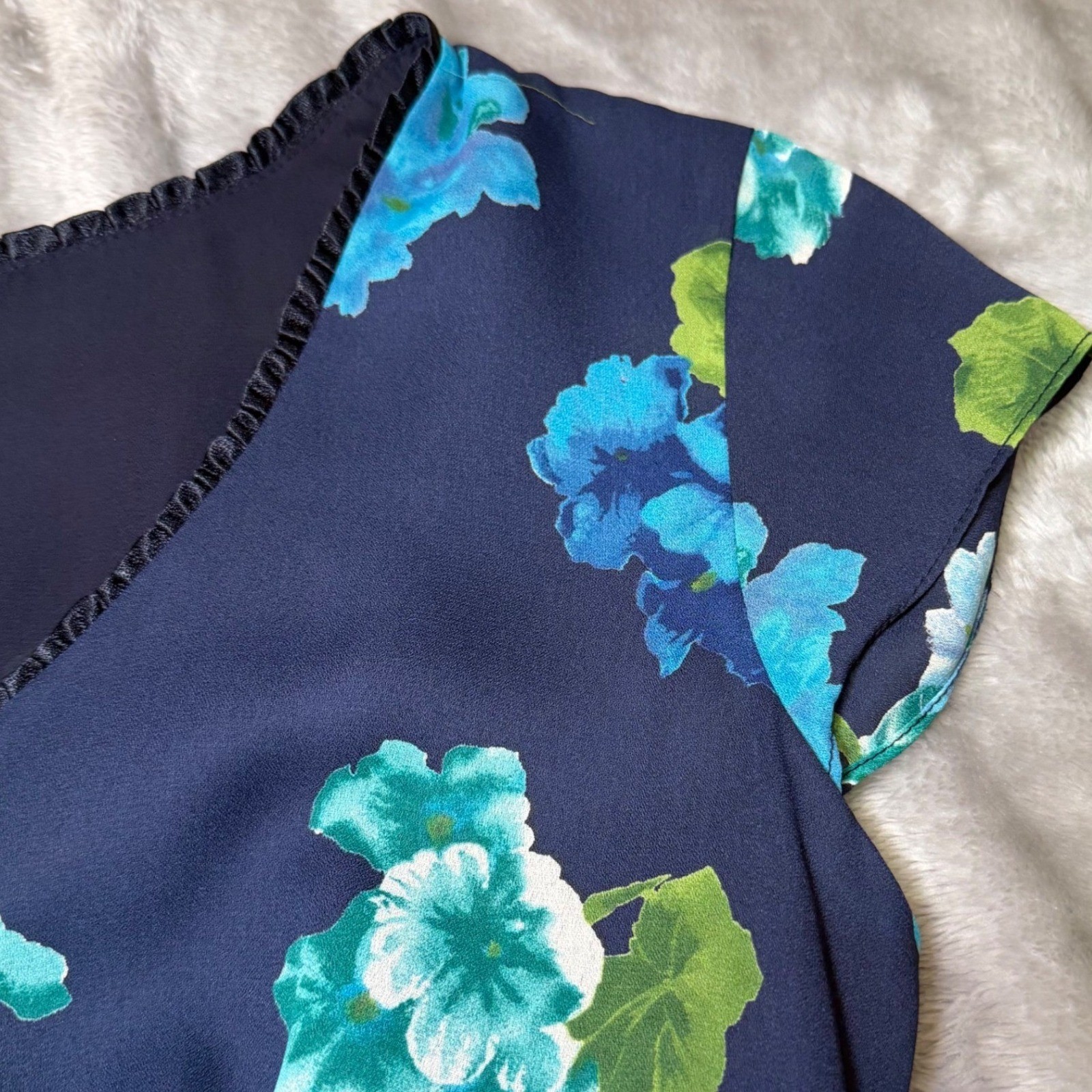 Vintage CDC Evening Caren Desiree Womens Size 8 Floral Maxi Dress Navy Blue Boho