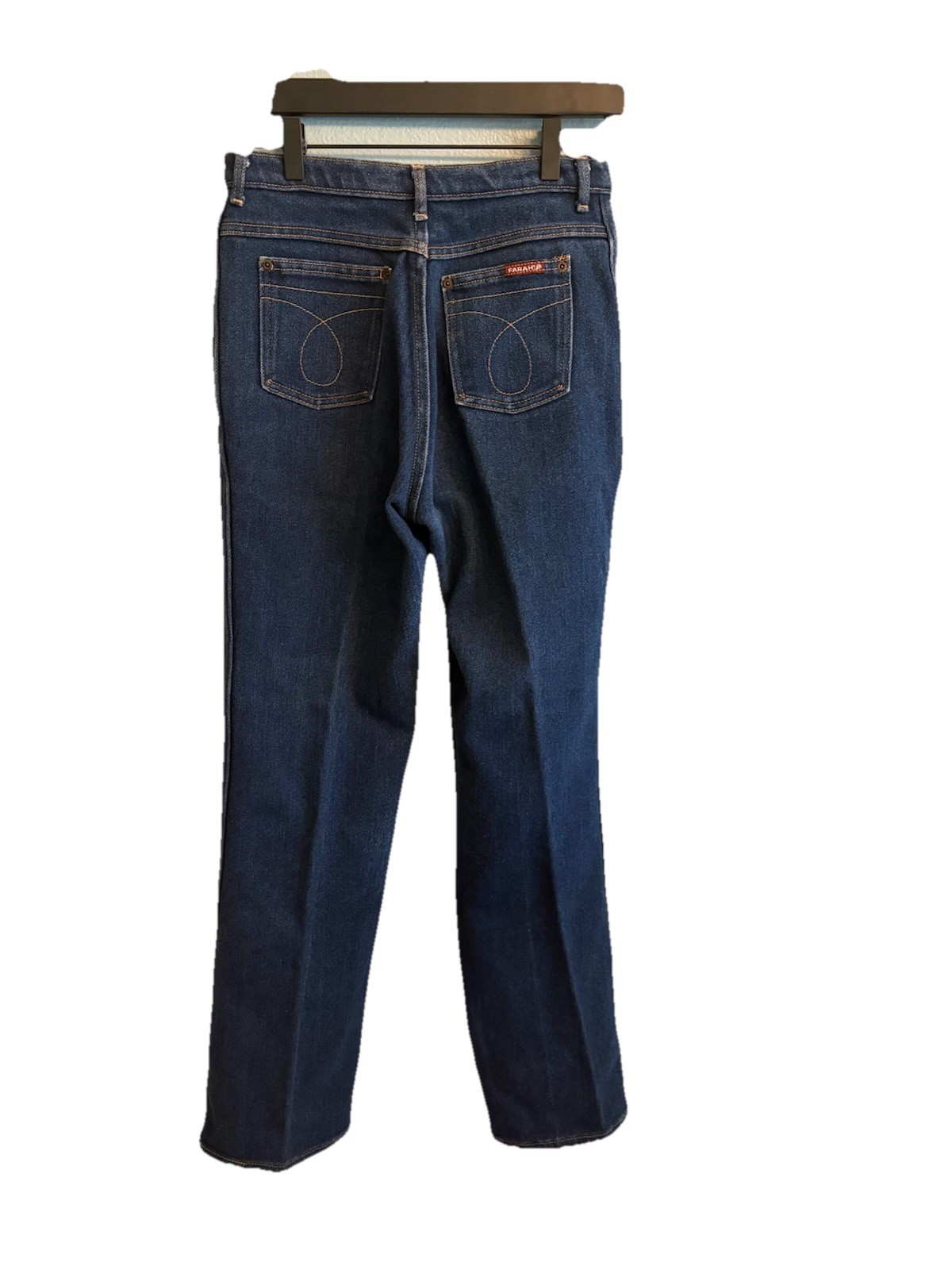 Vintage 1970s Farah Jeans Womens 28 Sz 12 Blue Straight Leg High Rise Denim USA