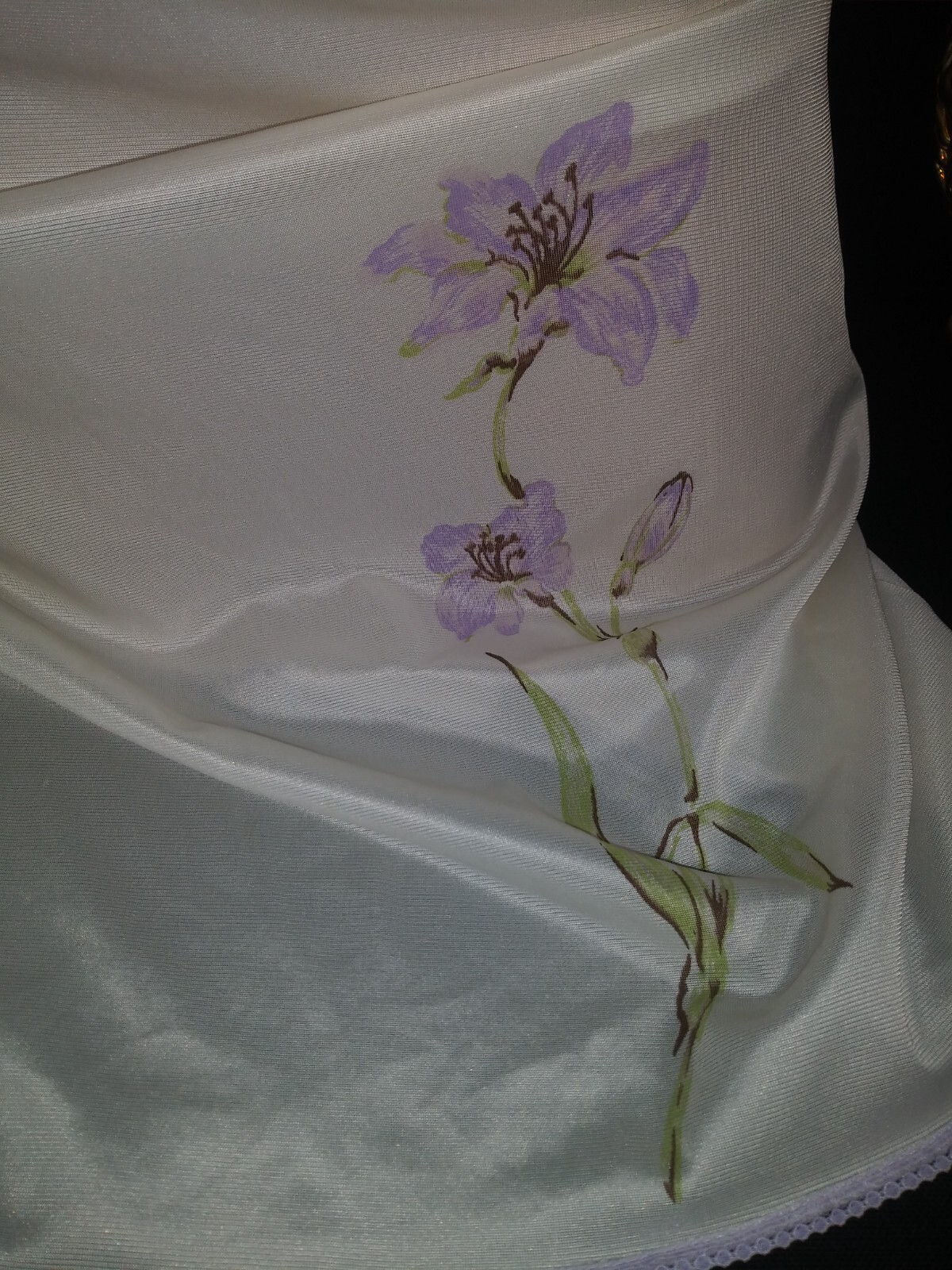 Vtg Silky Wedding Shiny Slip Half Slip Lace Slip Pin Up Flower lace Slip