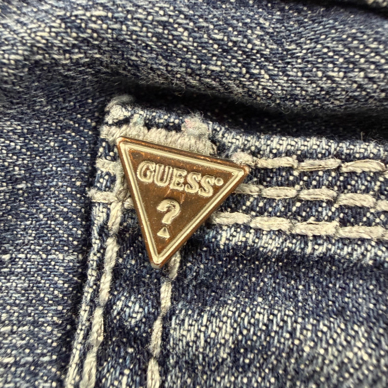 Vintage Guess Bootcut Jeans Womens 32 Blue Distressed Studded Pocket Y2K Indie