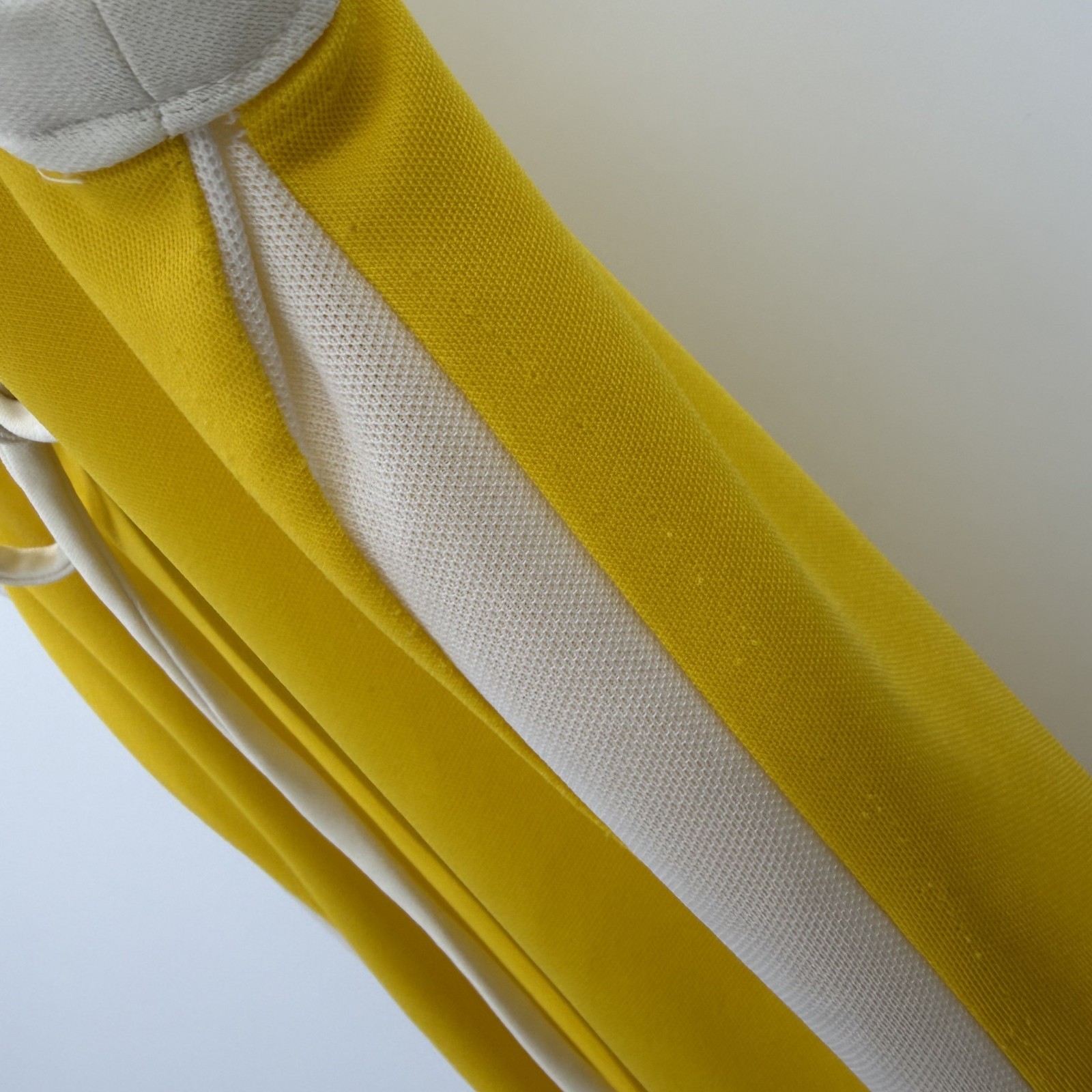 Vintage 60s 70s Eve Le Coq Mod Top Size XS Yellow White Colorblock Tie Neck