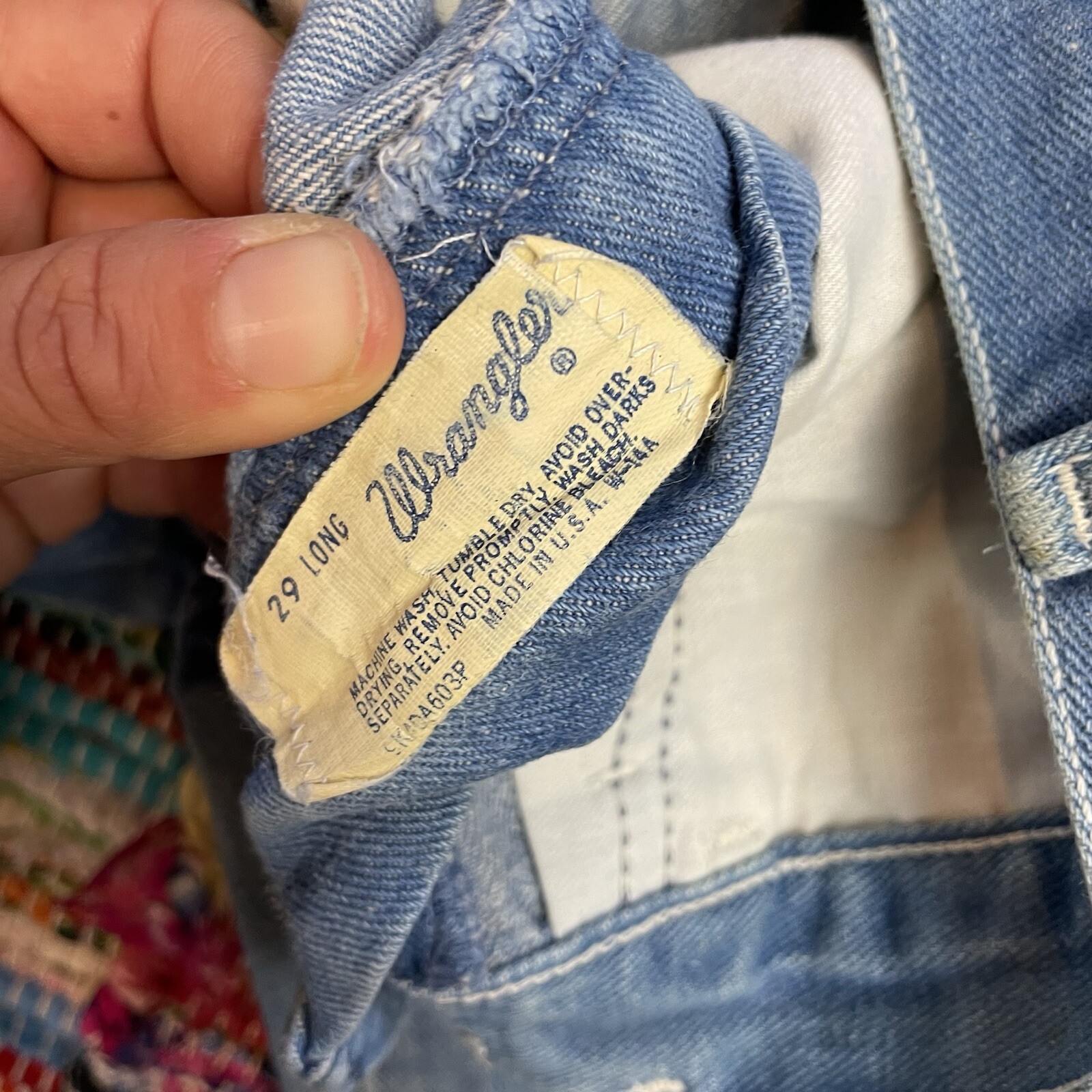 Vintage 70s Wranglers Wrapid Transit Western Cowgirl Boho Denim Blue Jeans 27×32