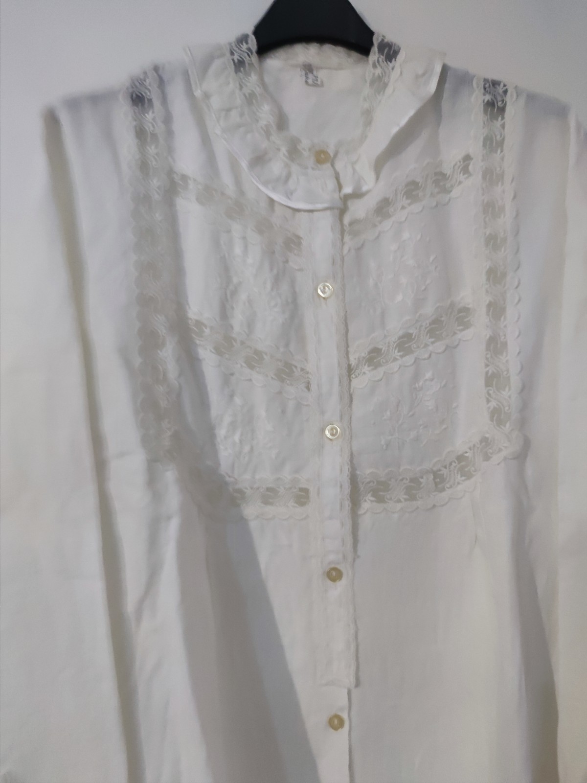 Nightgown 💯 Pure Linen Hand Embroidered Long Sleeve Open Front