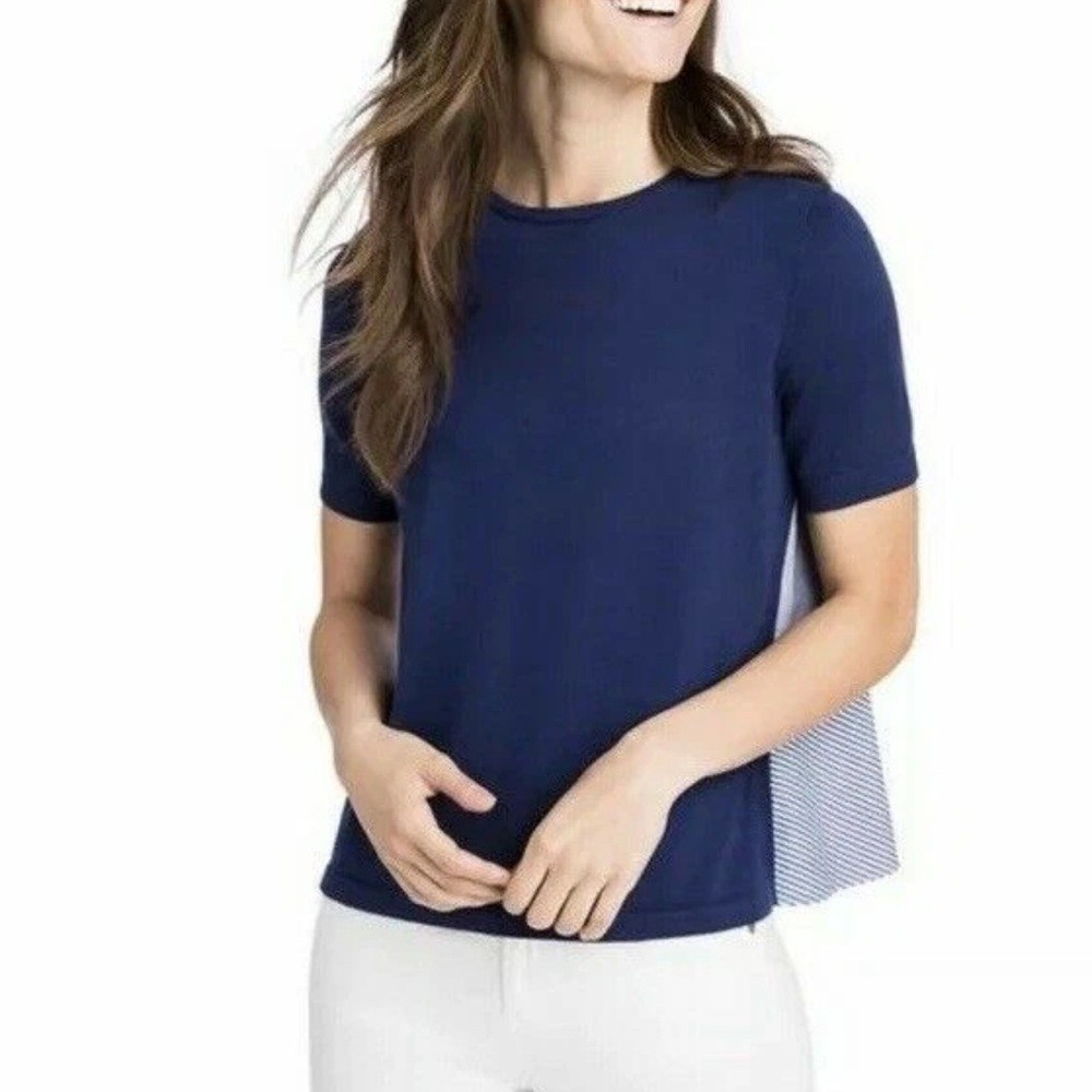 Vineyard Vines Mixed Media Tiered Sweater Blue Nautical Size Small