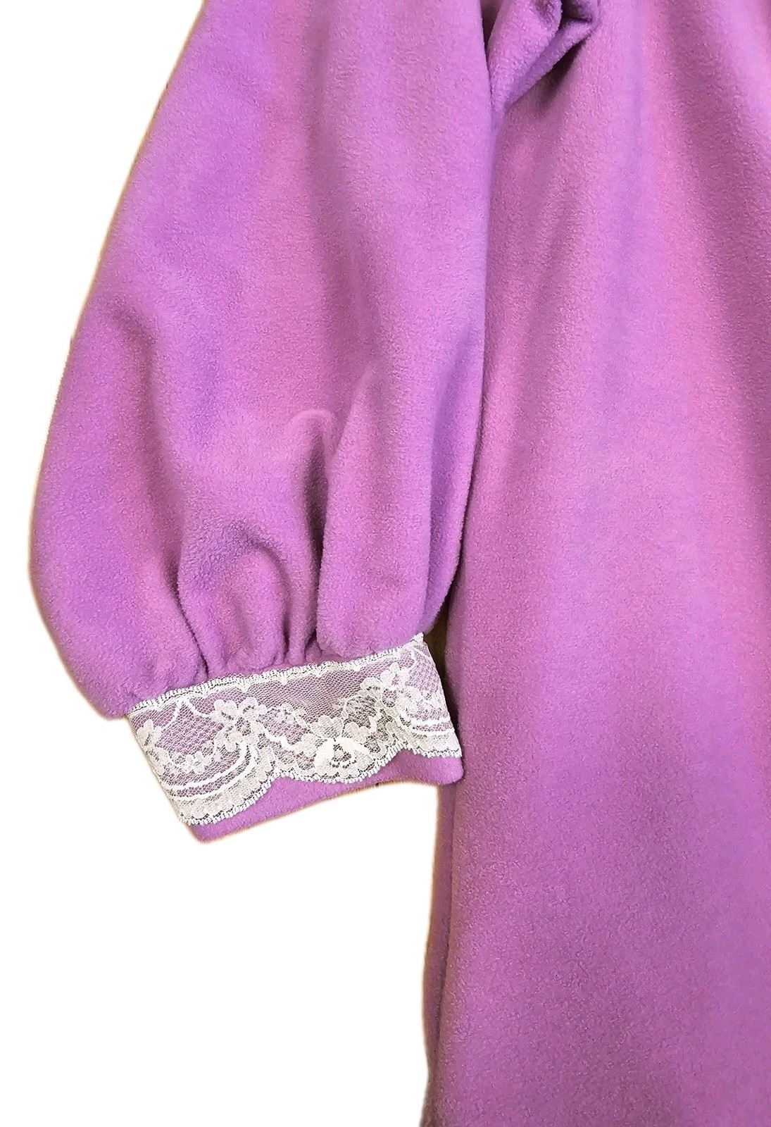 Vtg Sears Famous Bodies Women’s L Robe Housecoat Pink/Lavender Lace Fleece Long
