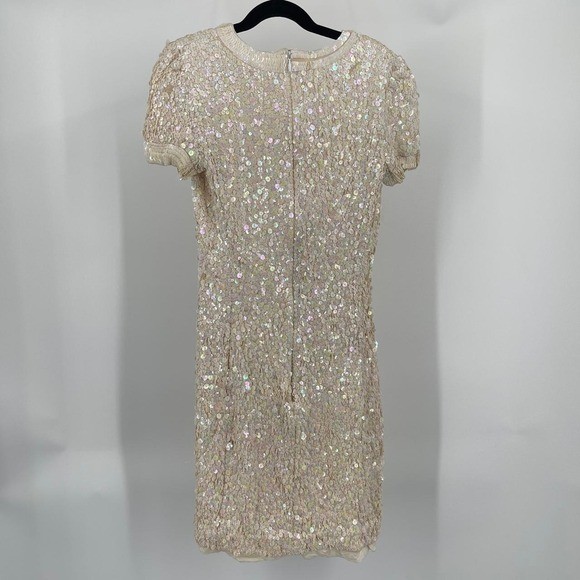 Vintage Neil Bieff Silk Sequin Mini Dress 8 Medium Cocktail Party Glam Retro