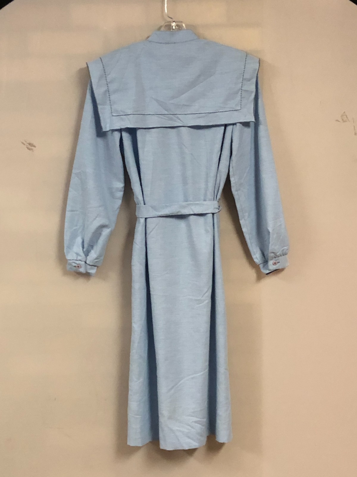 Vintage Country Miss Petites Blue Sailor Collar Shift Dress Belted Size 8 ILGWU