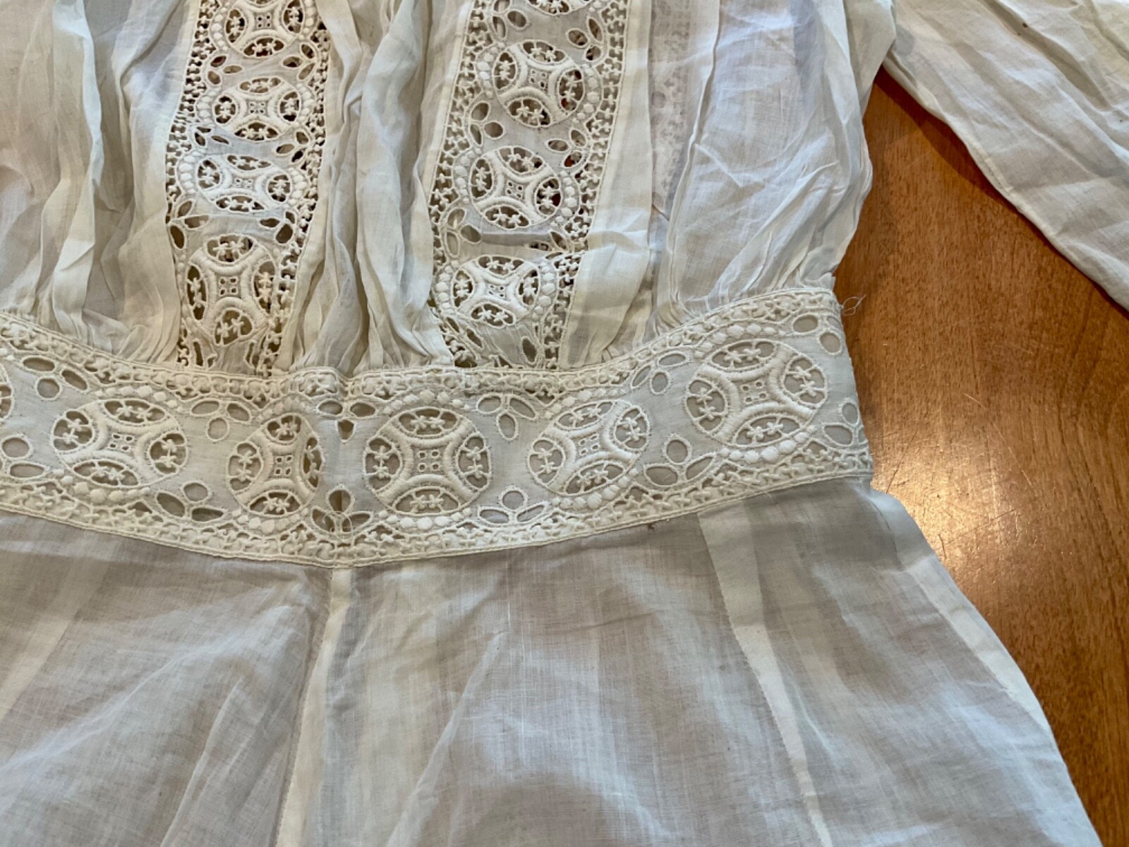 VICTORIAN EDWARDIAN SUMMER GARDEN COTTON LACE TEA WEDDING DRESS EXC XS