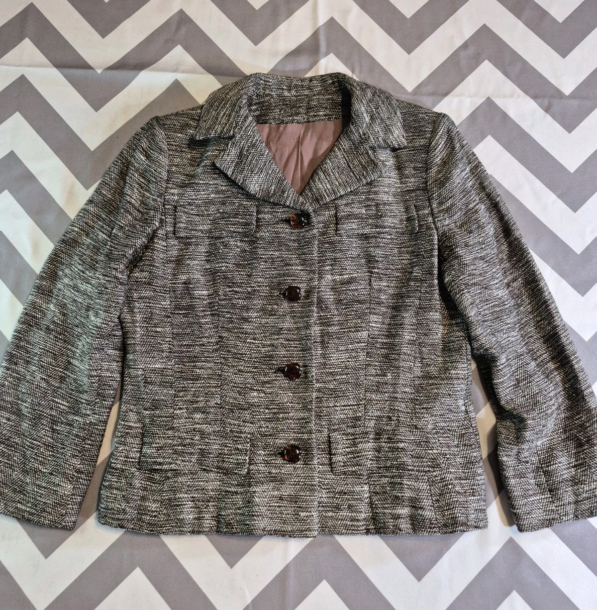 Vintage Union Made Tweed 4 Button Blazer Jacket by Davidow USA M? Gray