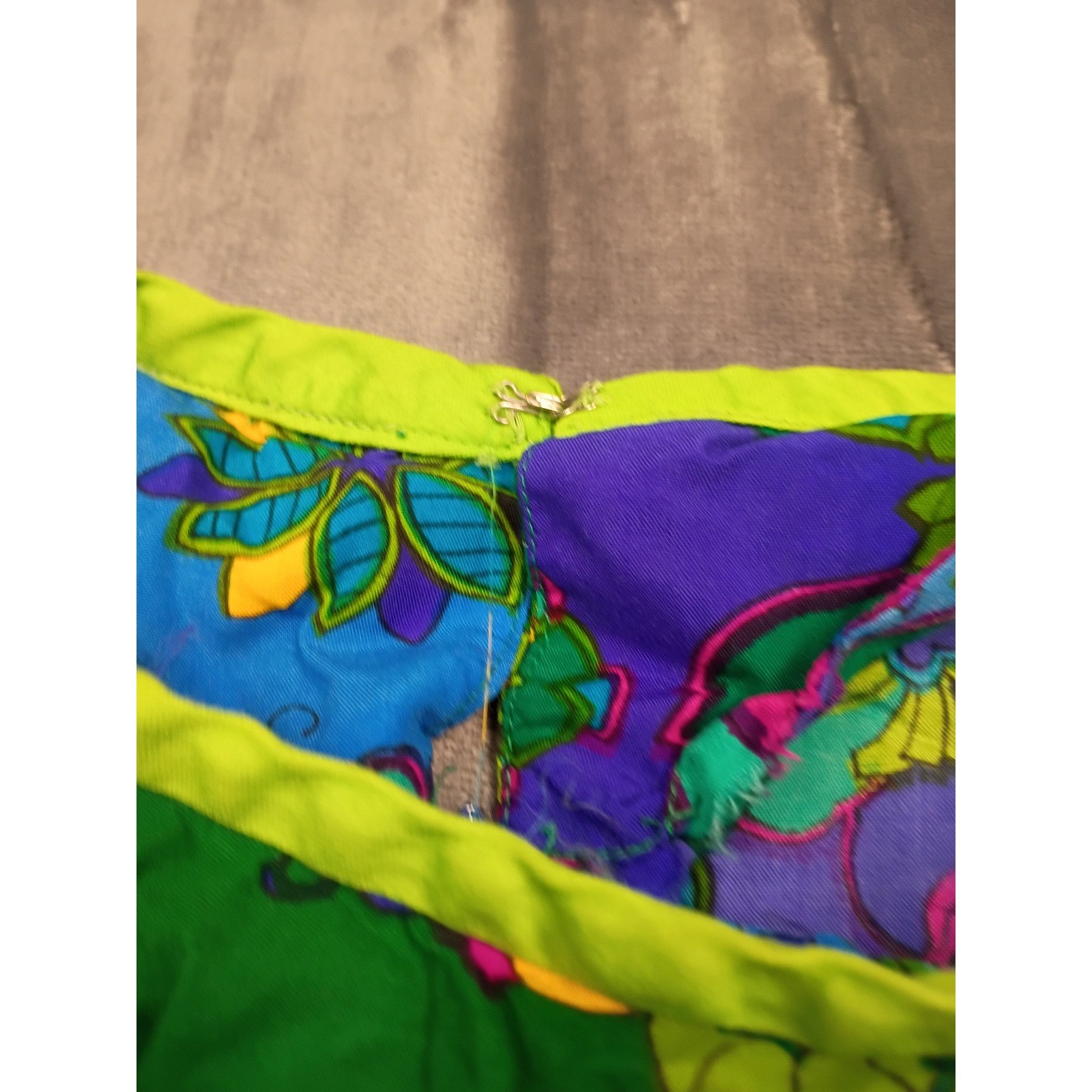 Vintage Made in Hawaii Maxi Dress 10 Green Blue Psychedelic Floral 70s Wrap