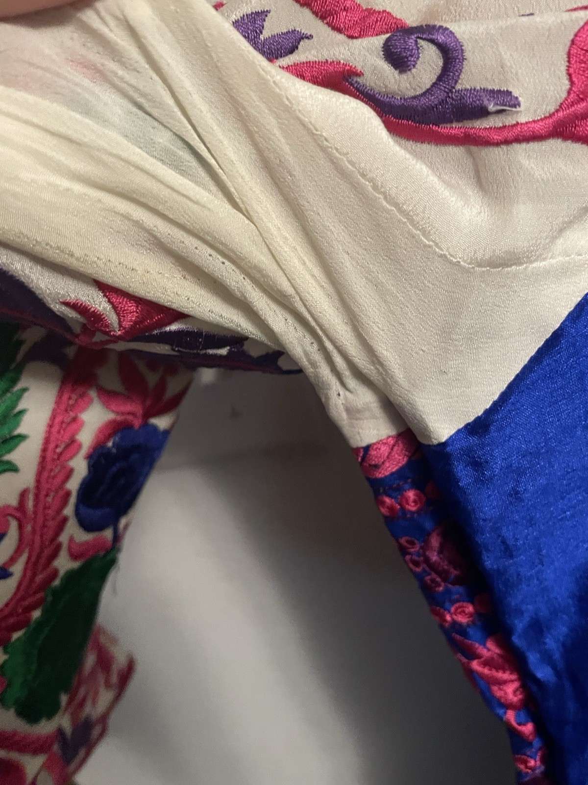 Gorgeous Indian vintage dress vibrant colorful Blue and Pink Embroided elephants