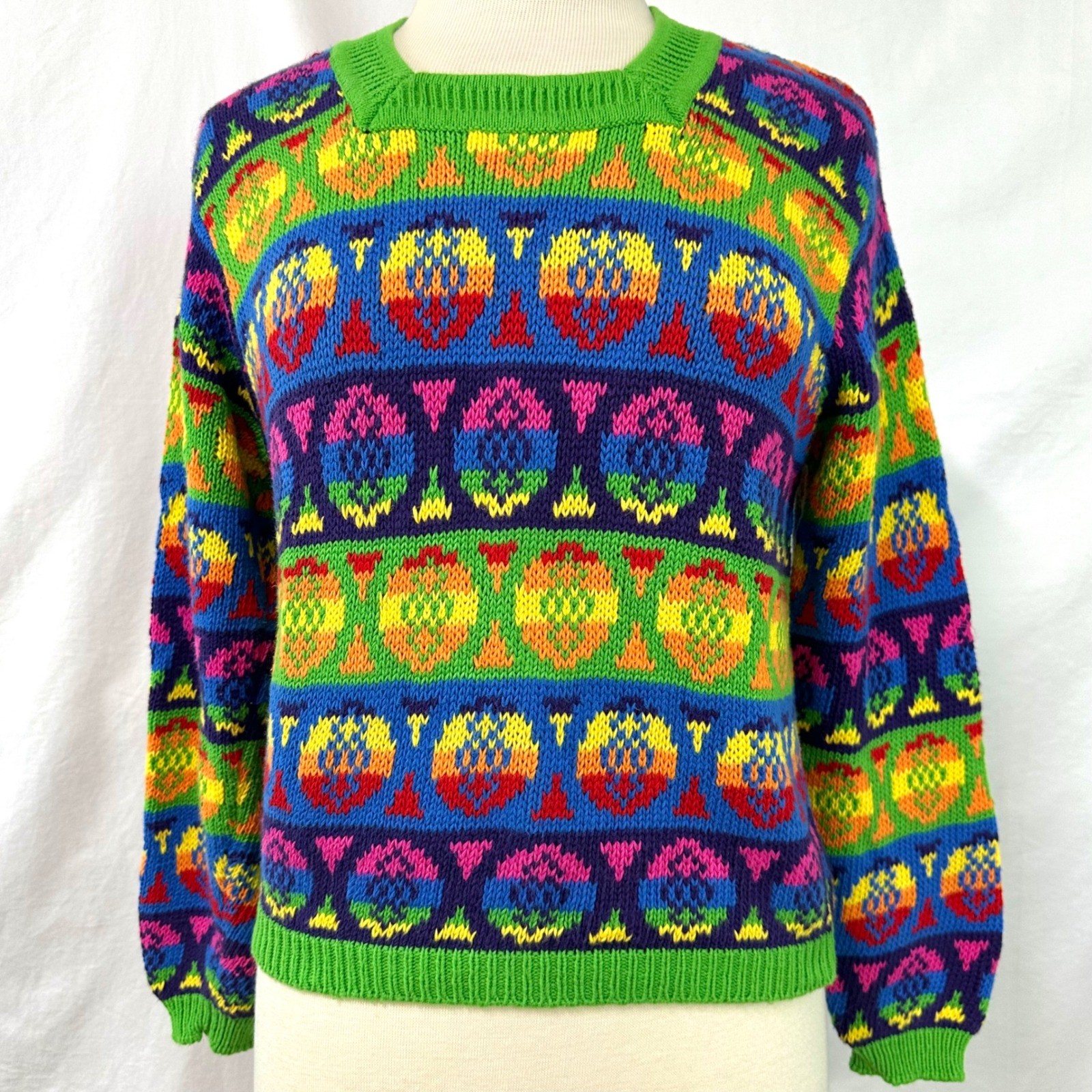 UNITED COLORS OF BENETTON Vintage 90s Rainbow Chunky Sweater Women’s 44/M Italy