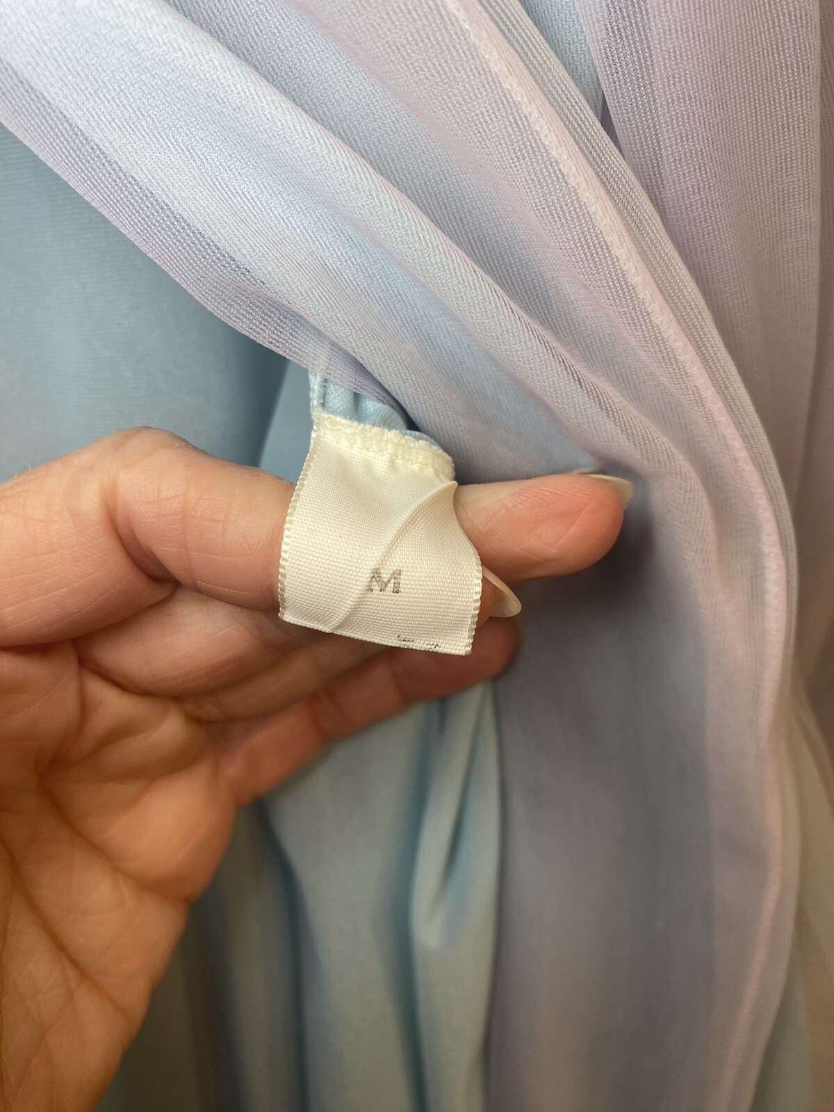 Vintage Cheoette 2 tone 2 layer Chiffon Peignoir Robe Med Blue & Purple