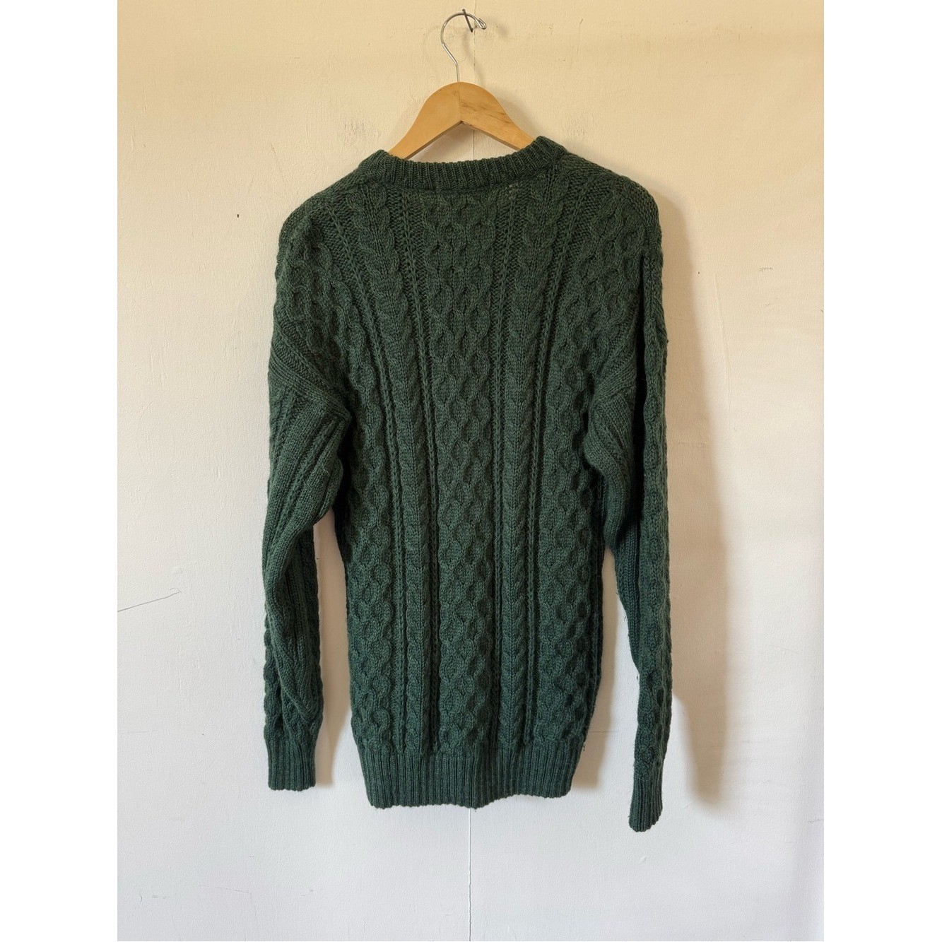 Vintage Wool Fisherman Sweater Blarney Woolen Mills Forrest Green Medium READ