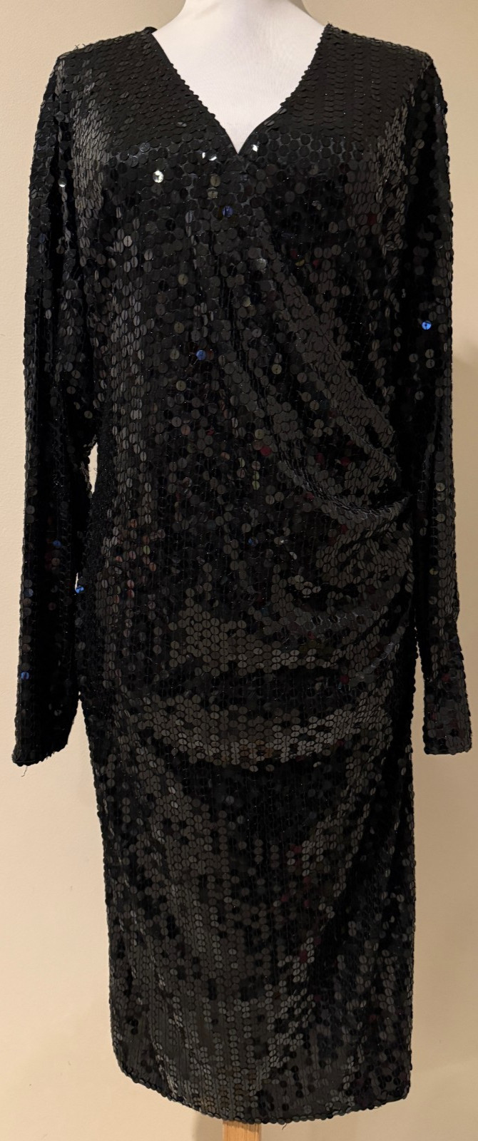 OLEG CASSINI Womens Vintage Black Sequin Occasion Evening Dress – Sz 10
