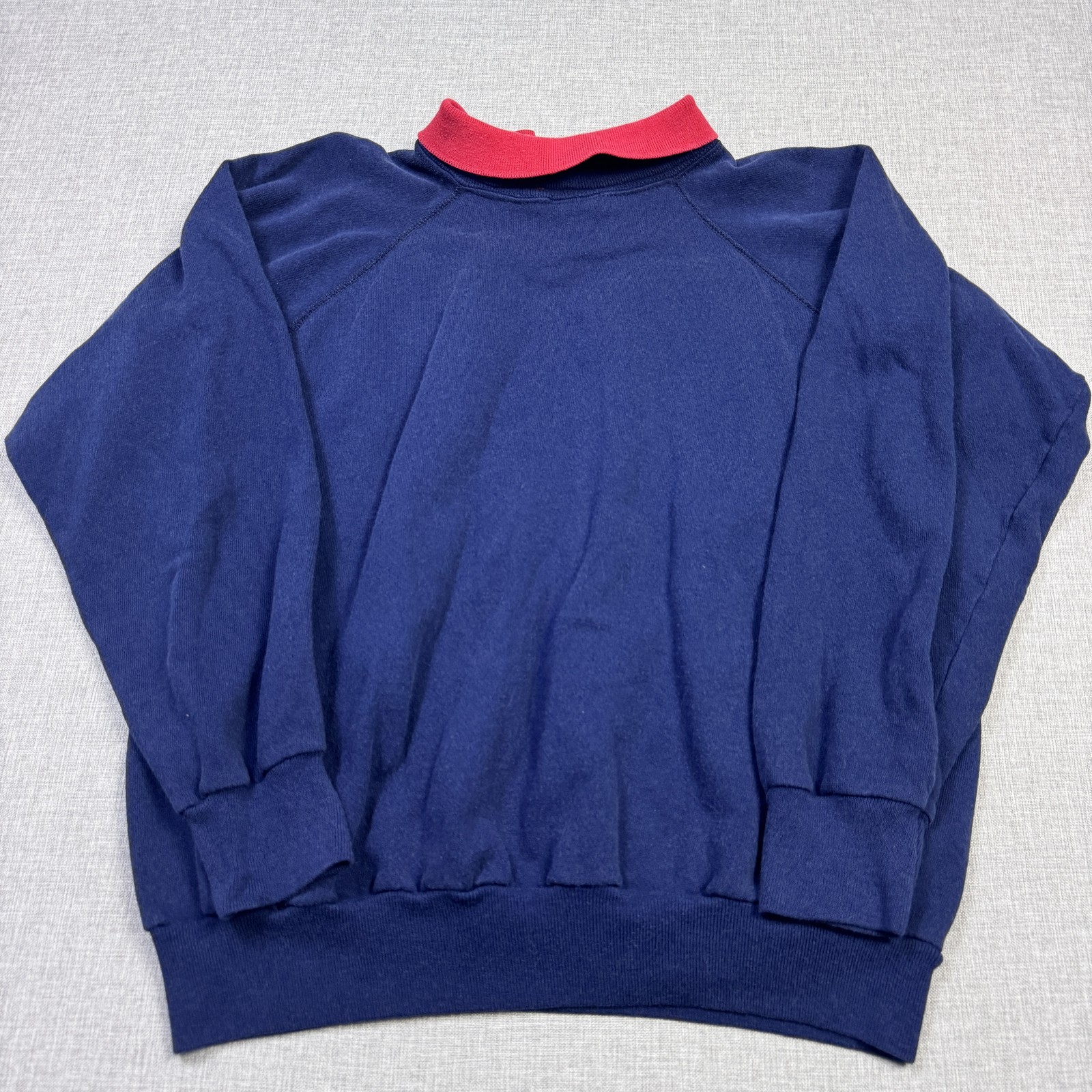 J.E. Morgan Fleecewear Vintage Sweatshirt Womens Large Blue Collared Apples
