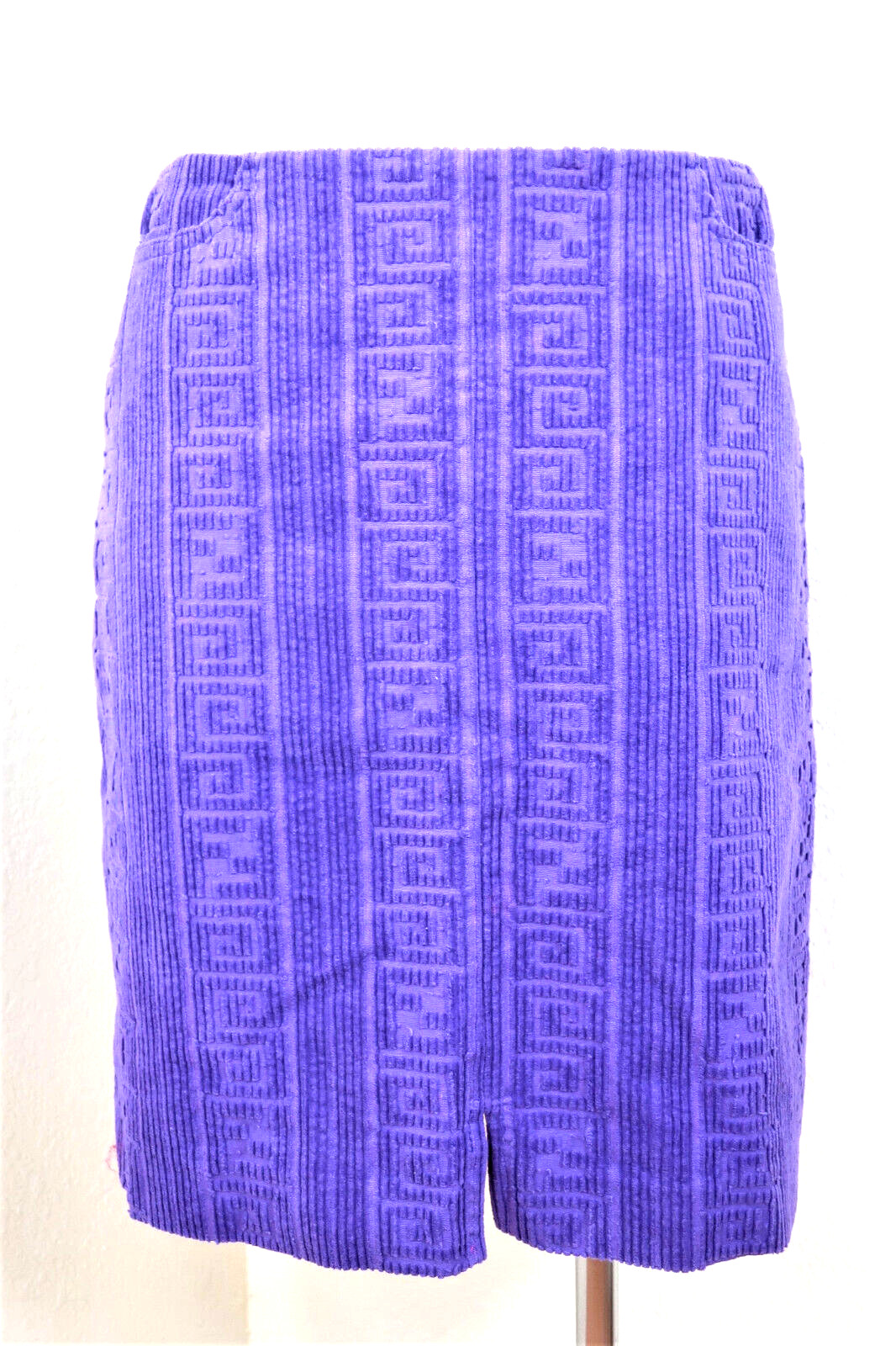 Vintage FENDI Logo Embossed Blue Purple Hip Hop Pencil Skirt Small 36 US 6 4 5 6