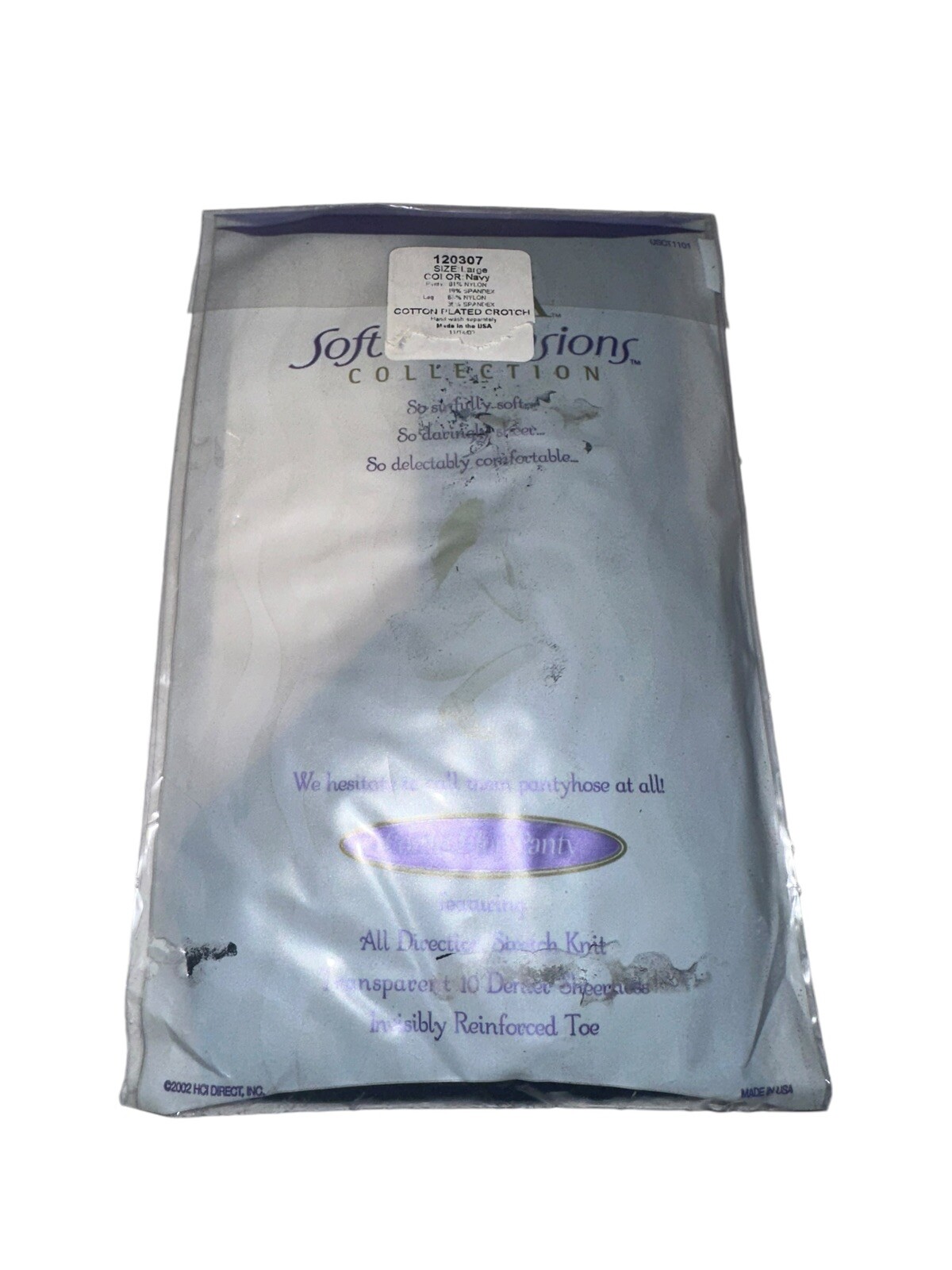 Vintage Silkies Ultra Soft Dimensions Control Top Pantyhose Sz L Navy Sheer