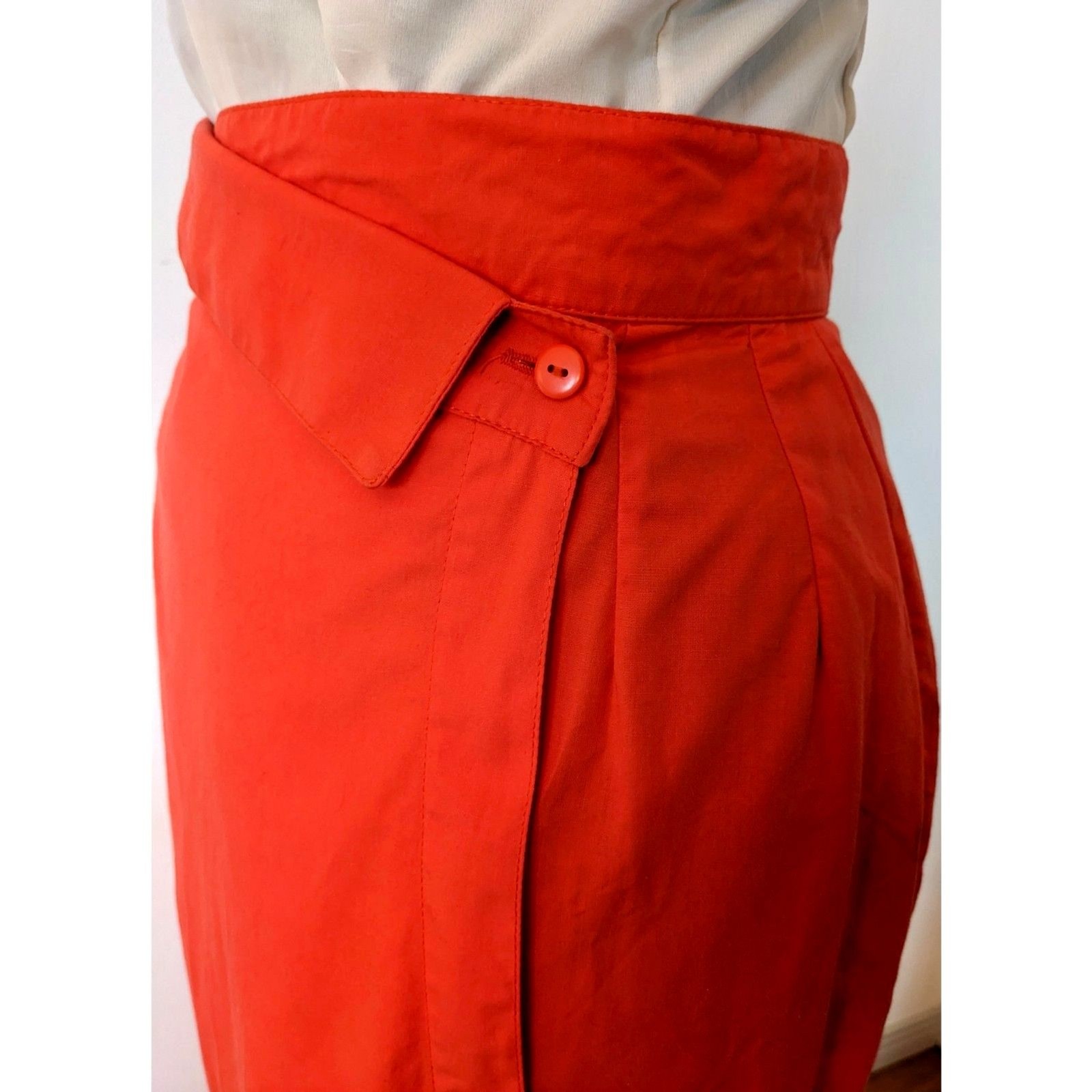 VTG 80s Anastasia Paris by François Viannay Made in France Pencil Wrap Skirt 2/4