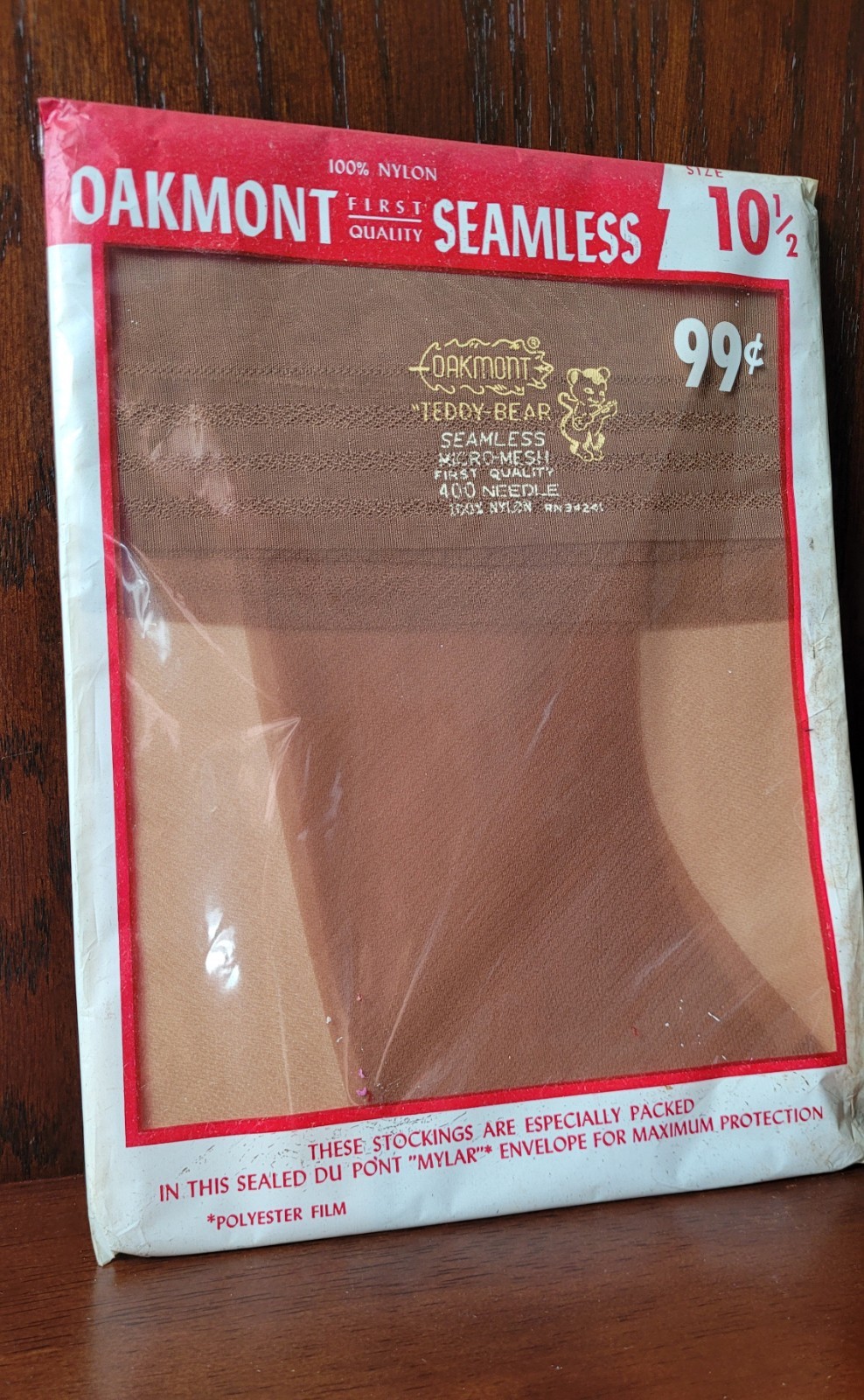 Rare Vintage 1960s Nylon Garter Stockings Oakmont Teddy Bear Seamless Size 10.5