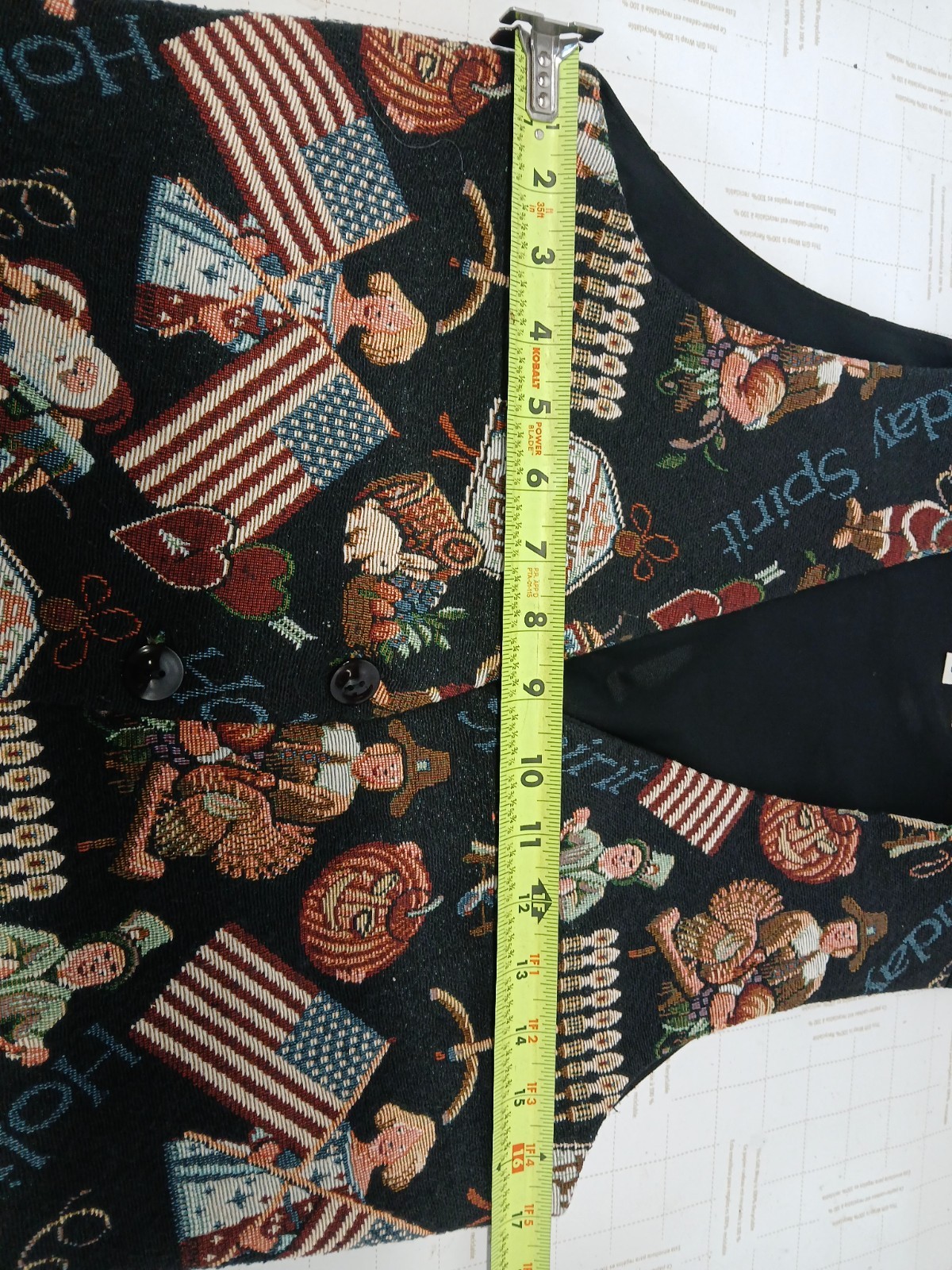 Vintage Conterio Women’s Holiday Tapestry Vest Christmas Hanukkah USA Small