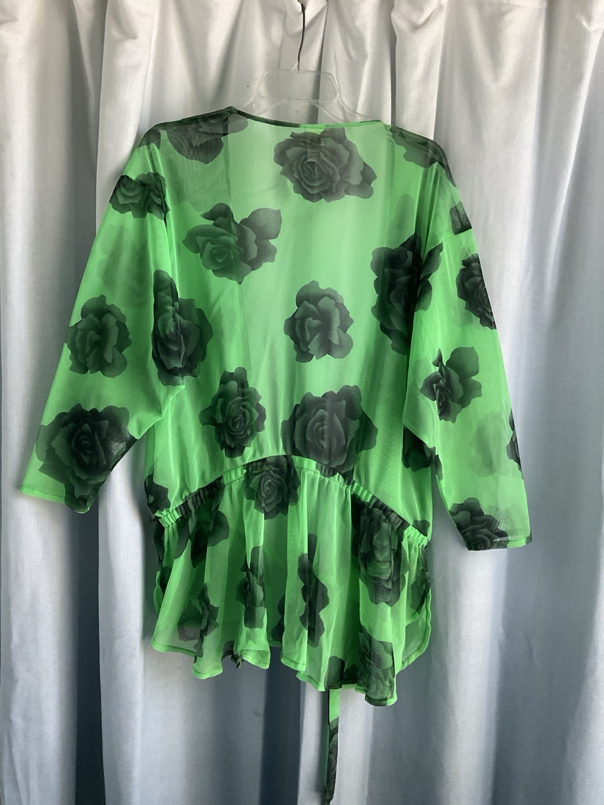 GOTTEX Vintage 80s Swim Coverup/ Kimono Floral Print Mesh Size M RARE!