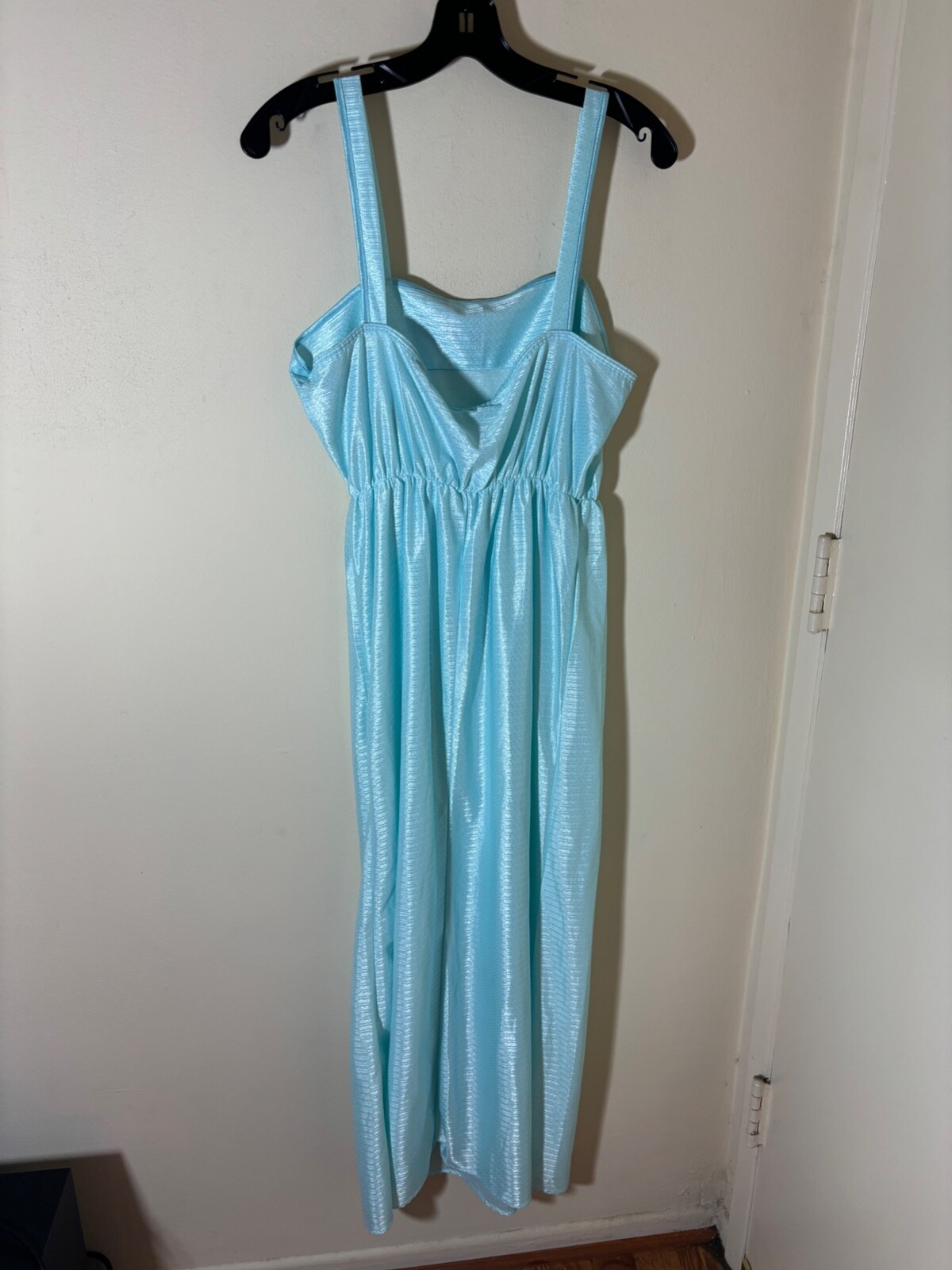 Nightie Nightgown L Vtg 70s 80s KEYNOTE UK Blue FLORAL BUTTERFLY HONEYMOON MAXI