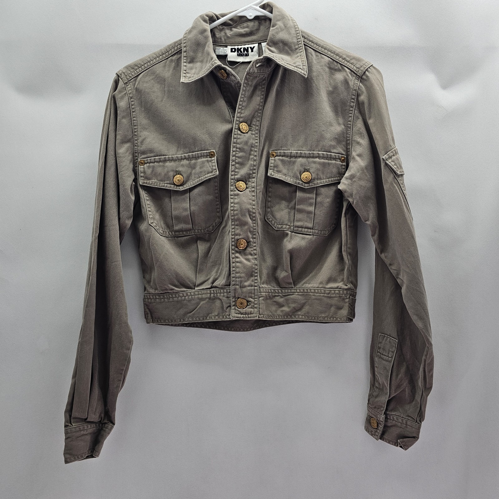 Pre – Owned Vintage DKNY Jeans Women Size Petite Cotton Olive Green Jacket