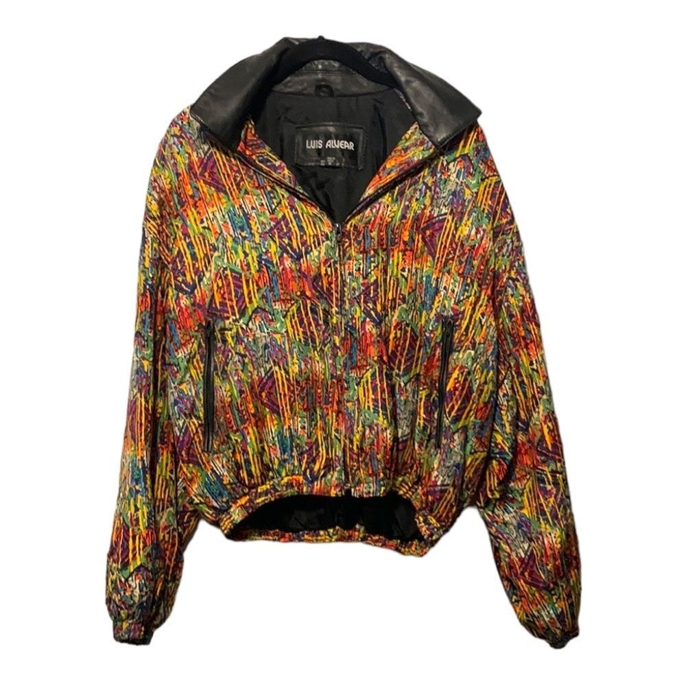 Vintage Luis Alvear Pure Silk & Leather Bomber Jacket. 80’s