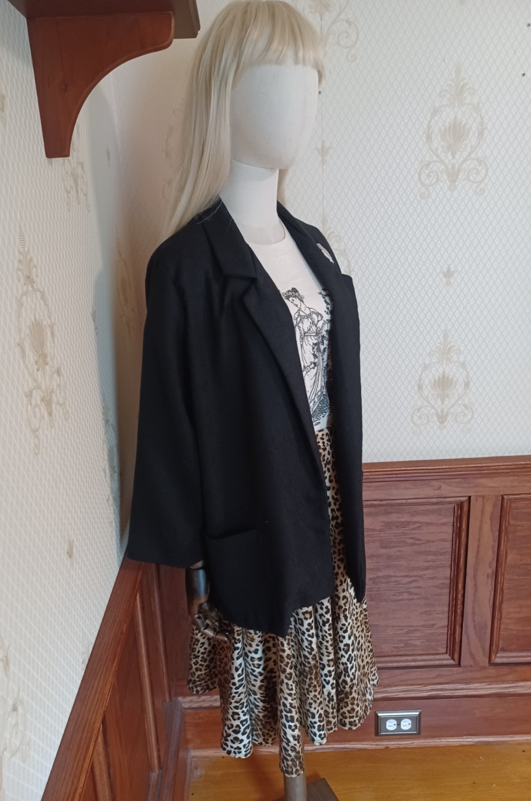 Vintage 1980s Joanna Brand Lightweight Black Oversized Linen-look Blazer Jacket