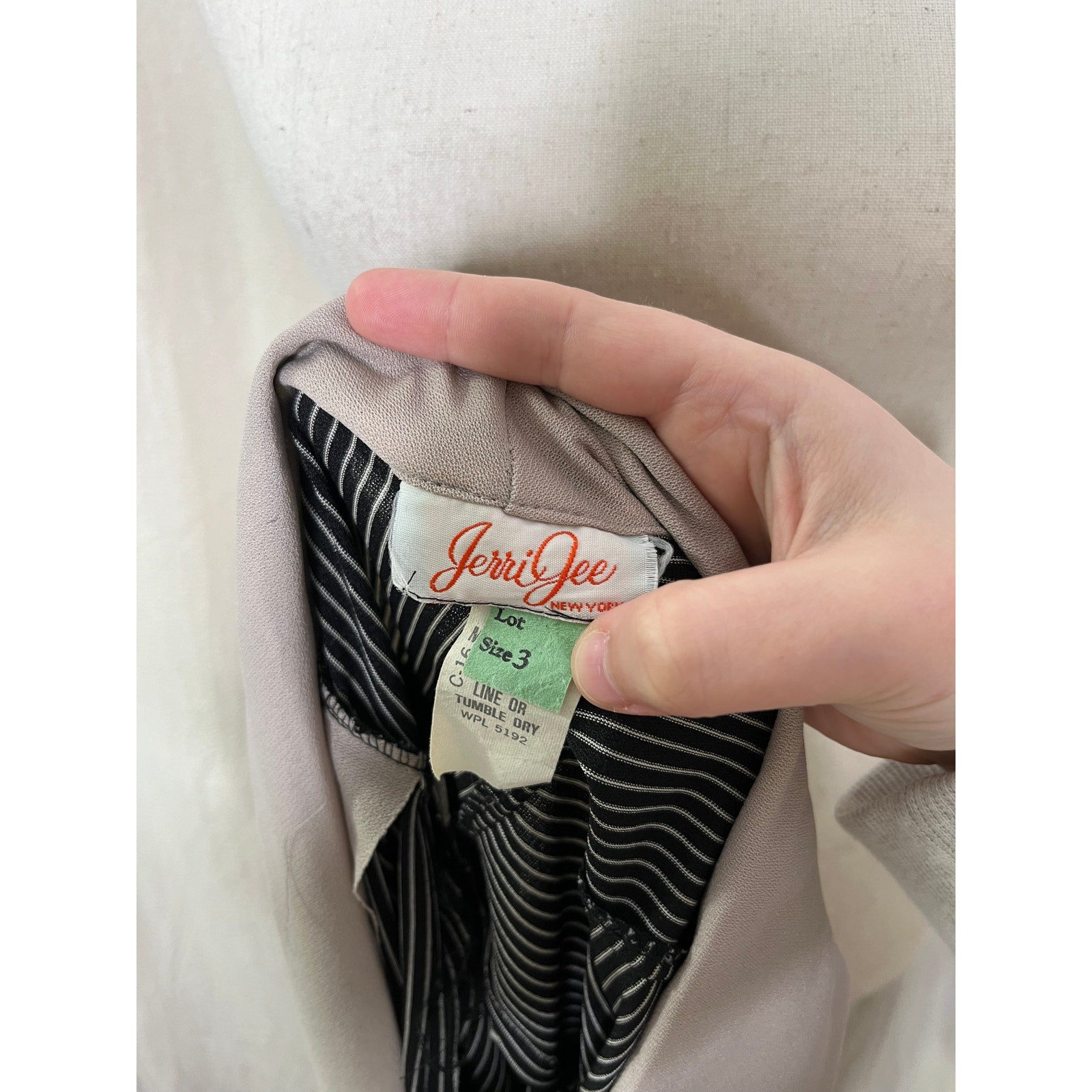 1980s Jerri Gee Pinstripe Black Tan Whimsigoth Vampire Goth Blazer Dress M