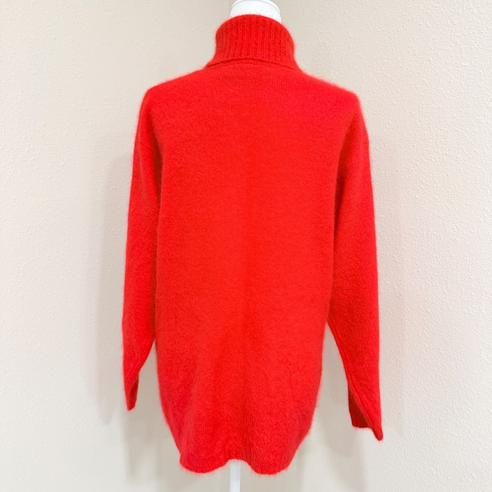 Vintage Rafaella Angora Rabbit Lambswool Sweater L Red Floral 3D Applique