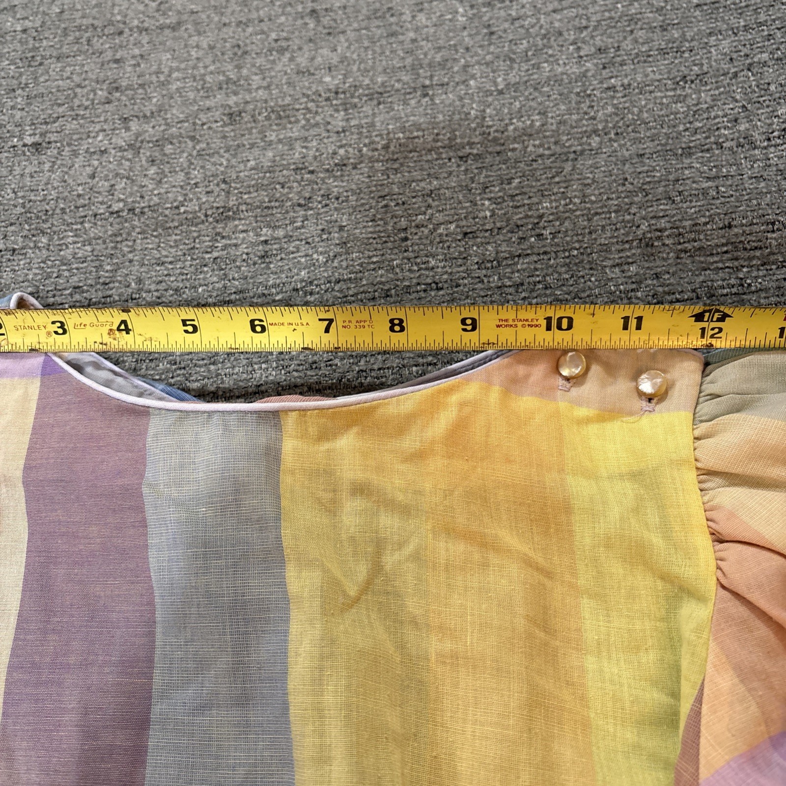 VTG You Babes II Dress Puff Sleeve 1980s Pastel Stripe Spring Sz 9