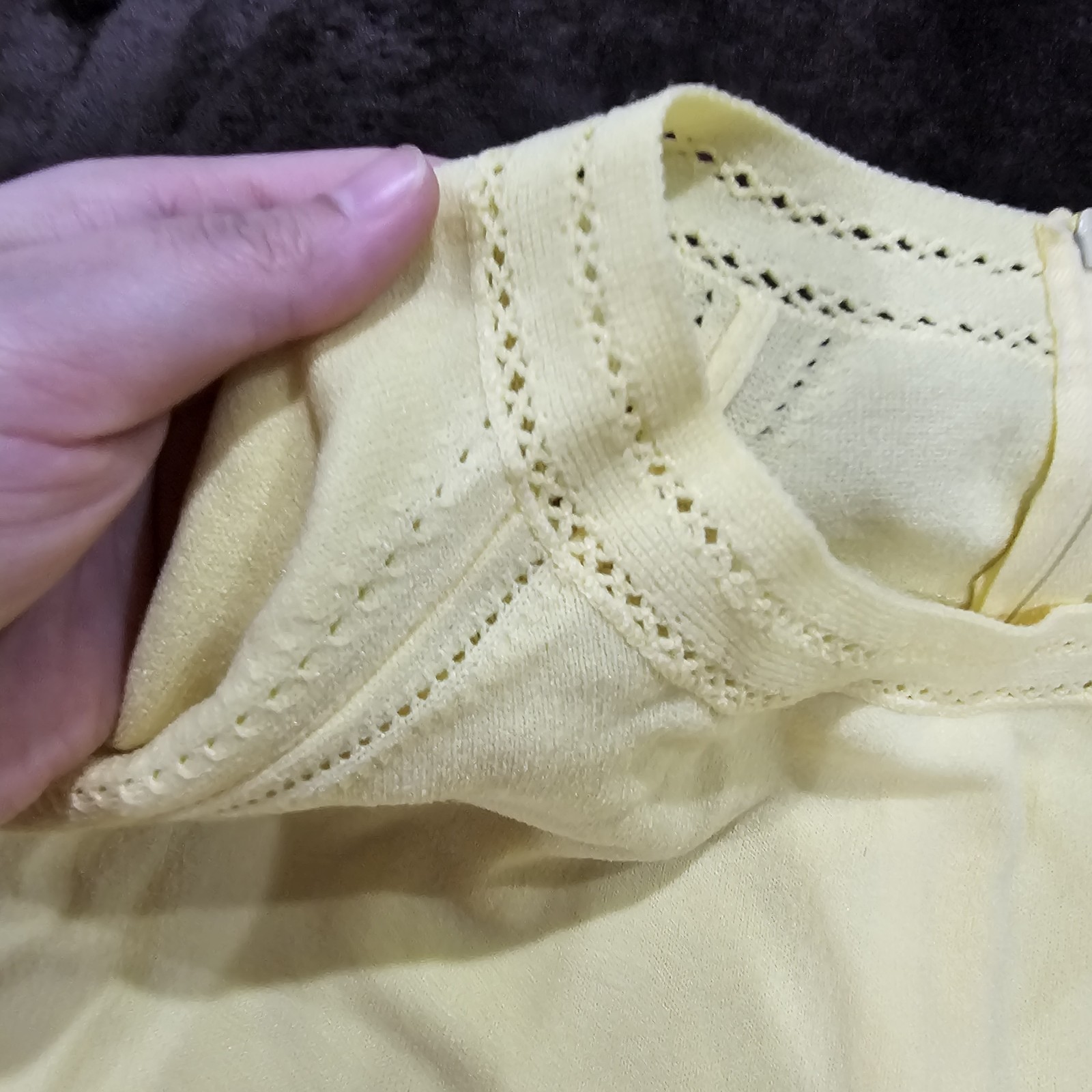 Vtg Designers Action Knit Yellow 100% Antron Nylon Short Sleeve T Shirt Top XL?