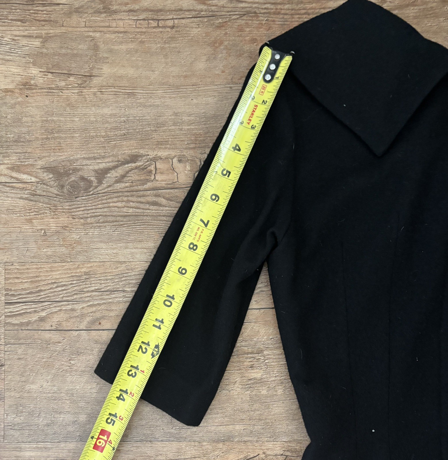 1960s Double Knit Dress Edith Flagg California Black Wool Retro Mod A Line Med