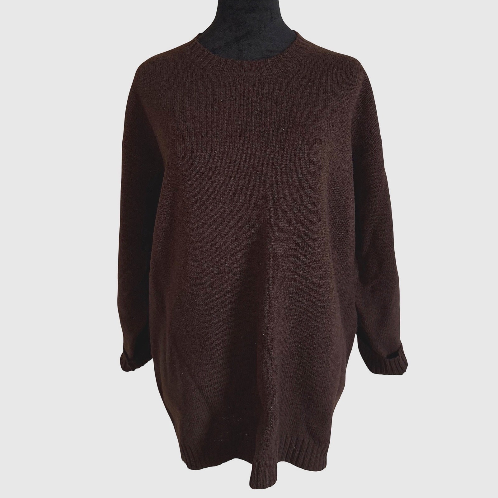 NWT Lauren Hansen 100% Shetland Wool Brown Sweater Warm 90s VTG Basic SZ XL