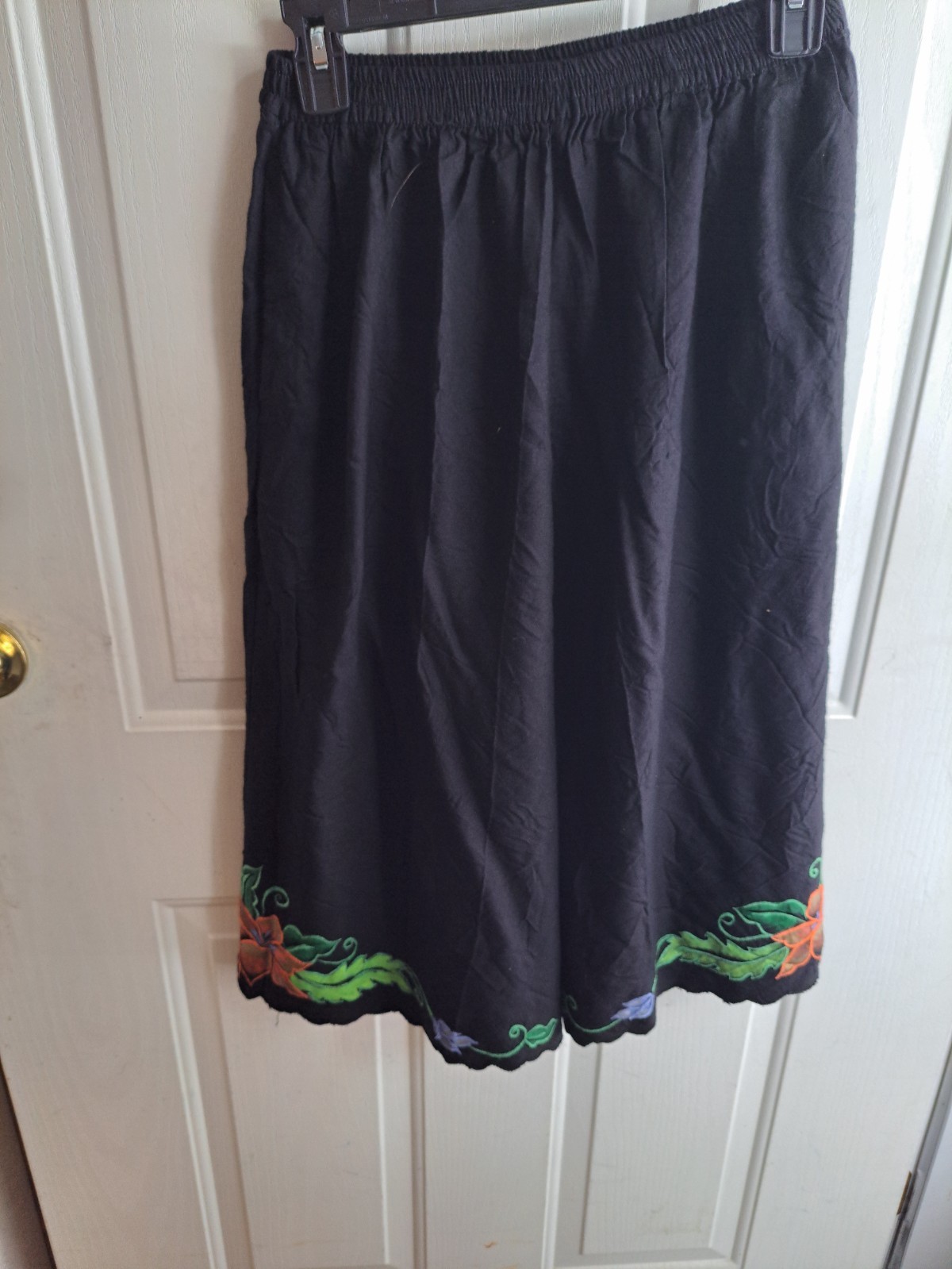Vintage Culottes, Southwestern Theme,Black Elastic Waist Embriodery