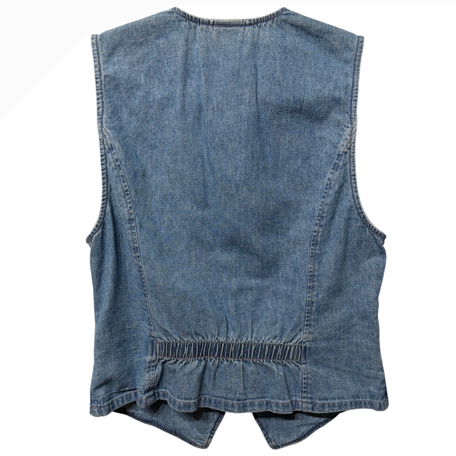 Saint Germain Paris Vintage Denim Vest Southwestern Studded Blue Medium Petite