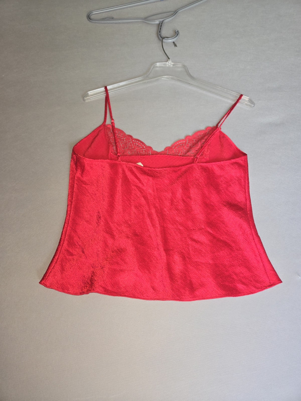 Victoria’s Secret Vintage Red Camisole Tank Top Lace Trim Size M Satin Cami
