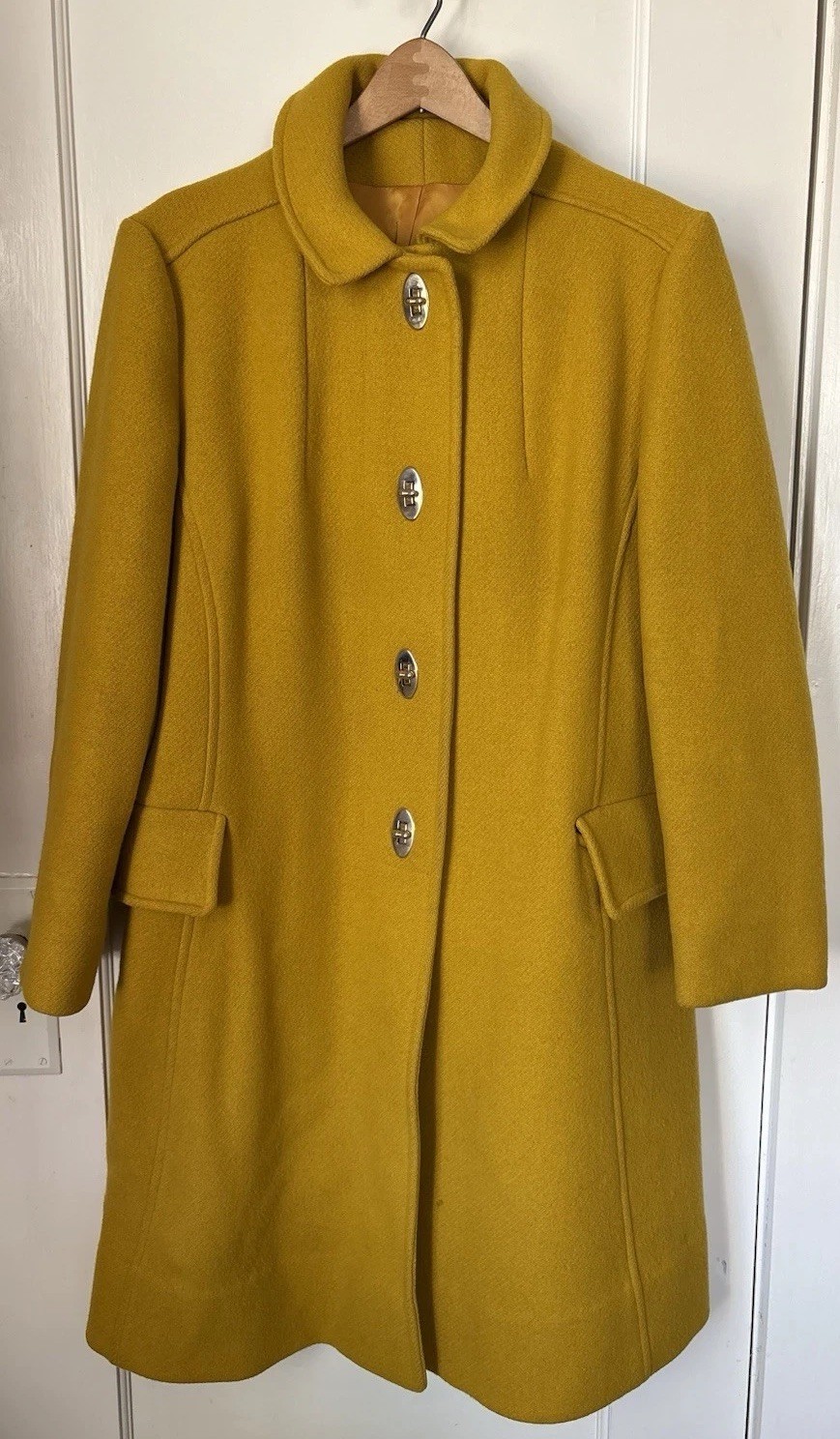 VTG 60s Mustard Yellow Wool Turnlock Swing Coat Coach Bonnie Cashin Style MCM