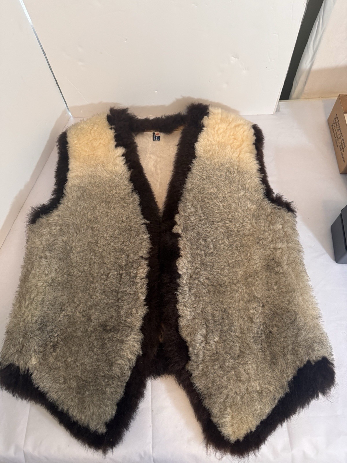 Vintage Genuine Shearling Vest Sheepskin Reykjavik Iceland 1970’s Women Large