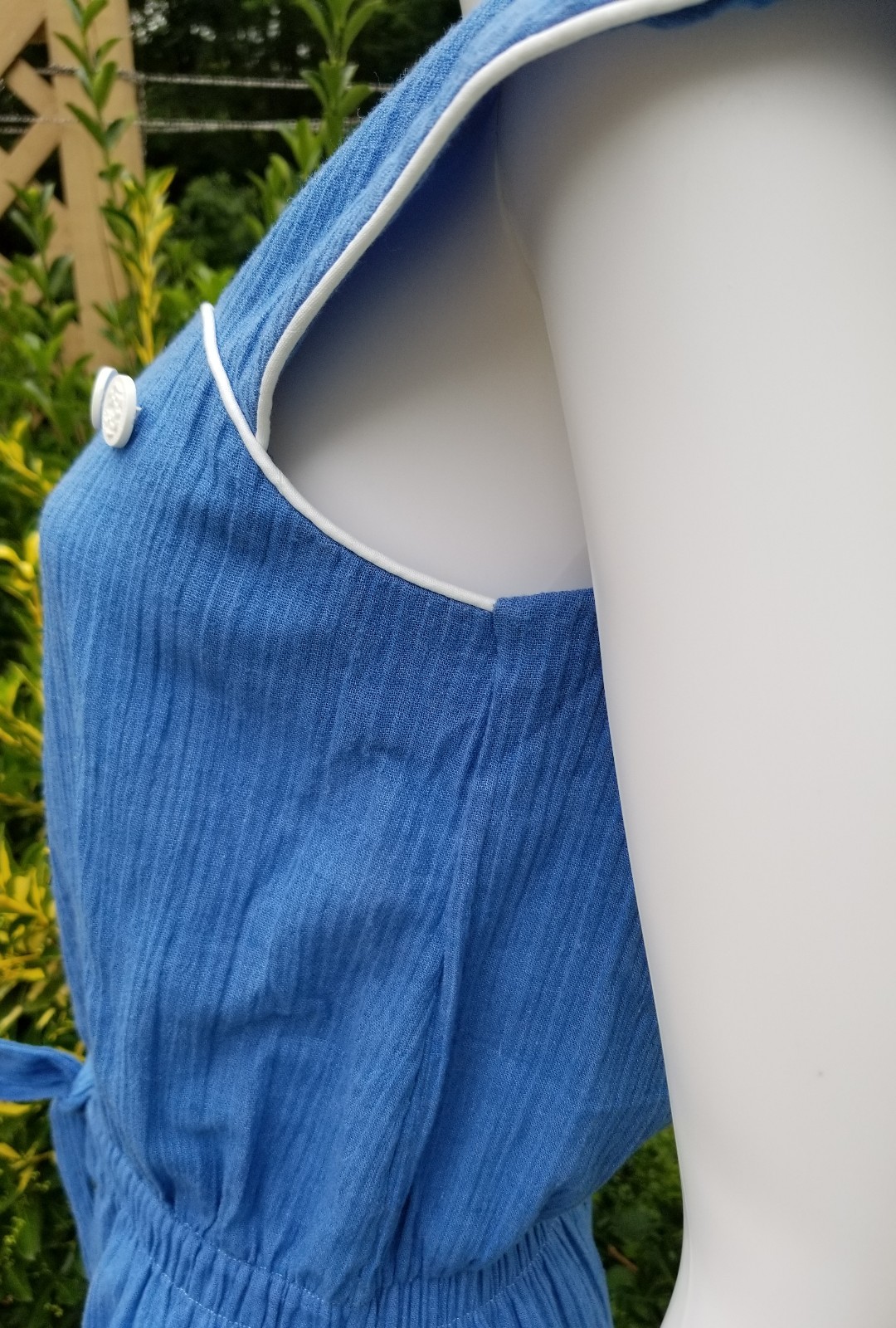 Vintage 1970s „Dutchess”Marine Baby blue wide leg romper jumpsuit nautical SM