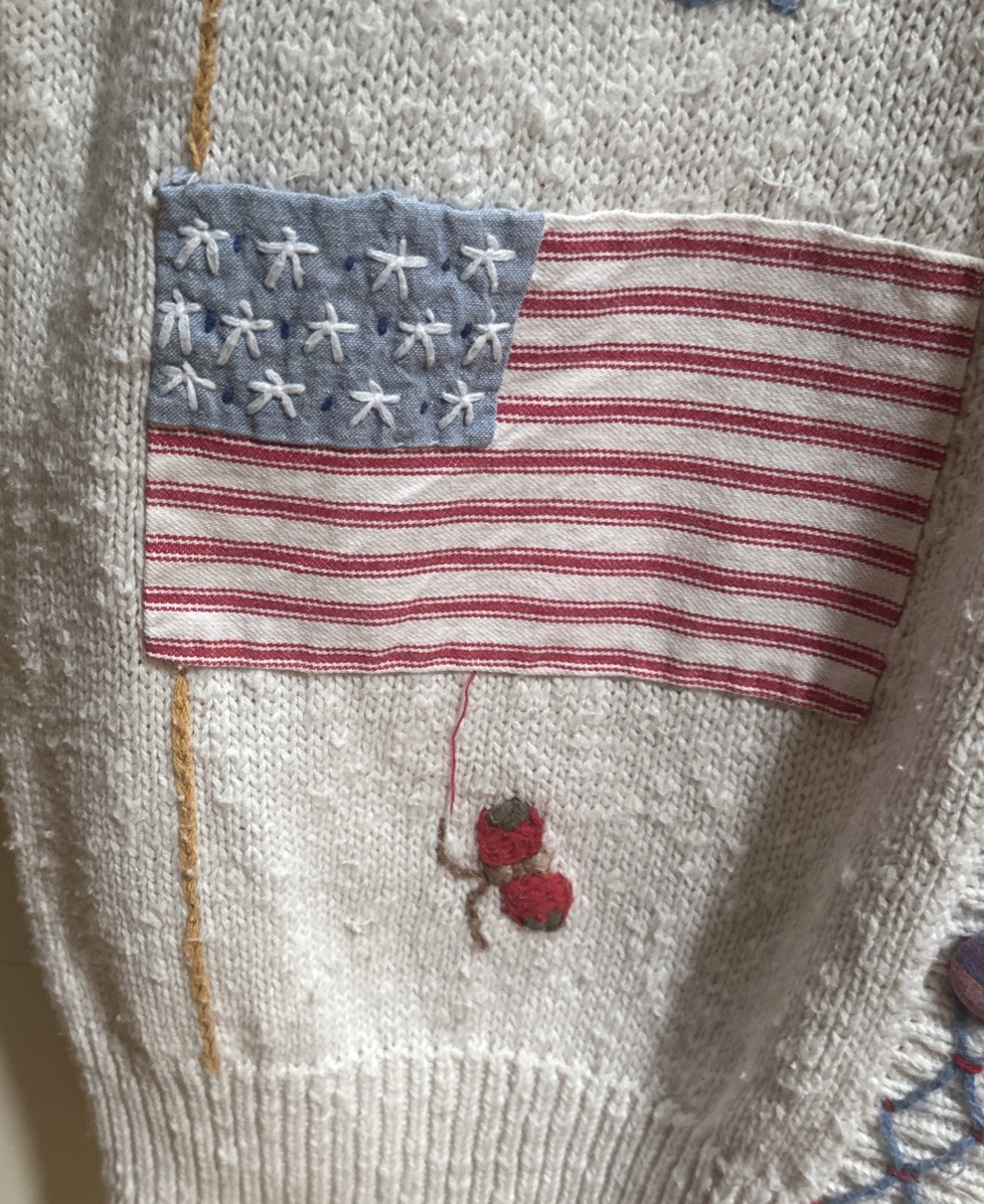 1990s Americana Two Sweaters Patchwork Susan Bristol Cambridge Country StoreREAD